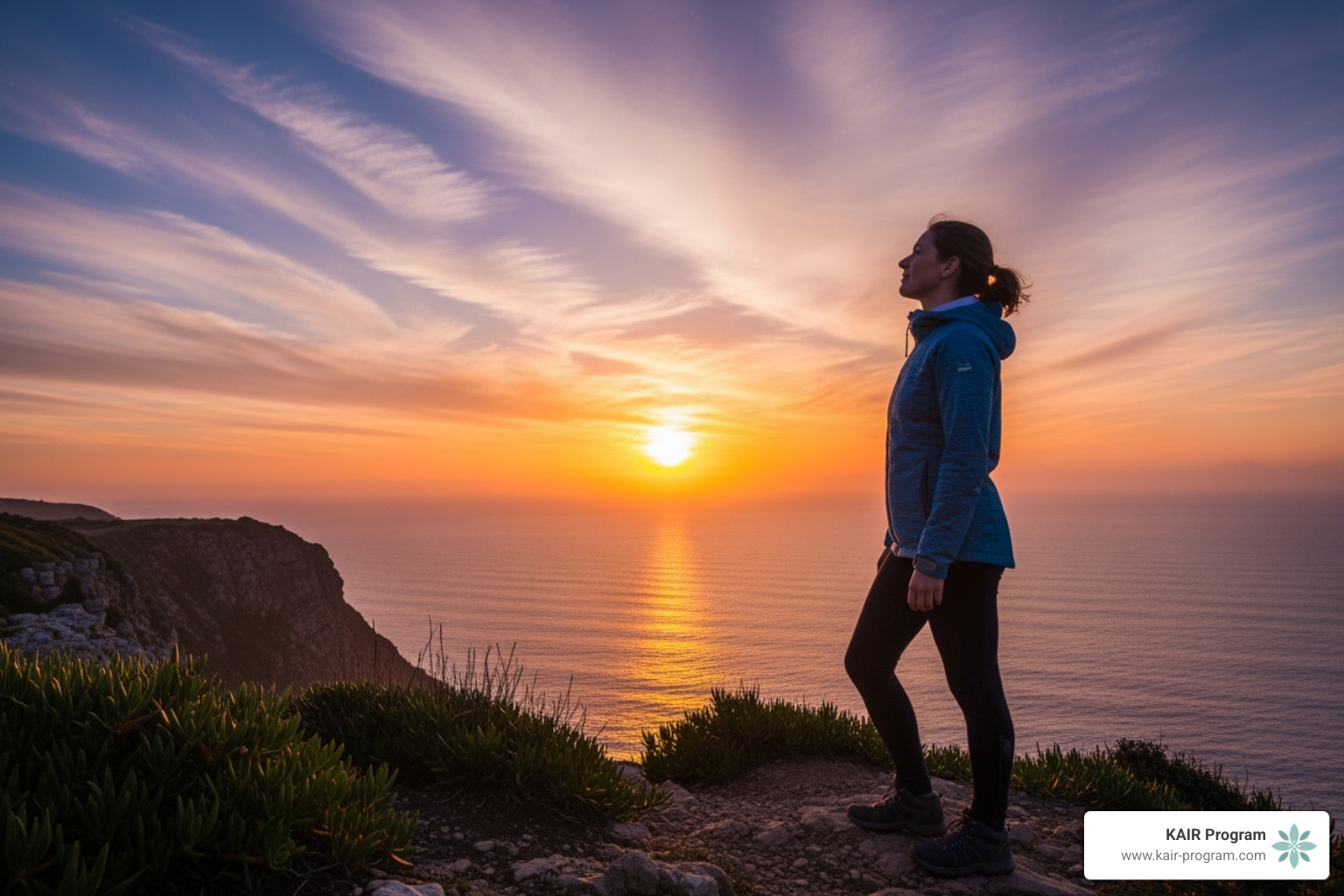 Image of a person looking hopefully towards the horizon - ketamine for trauma therapy