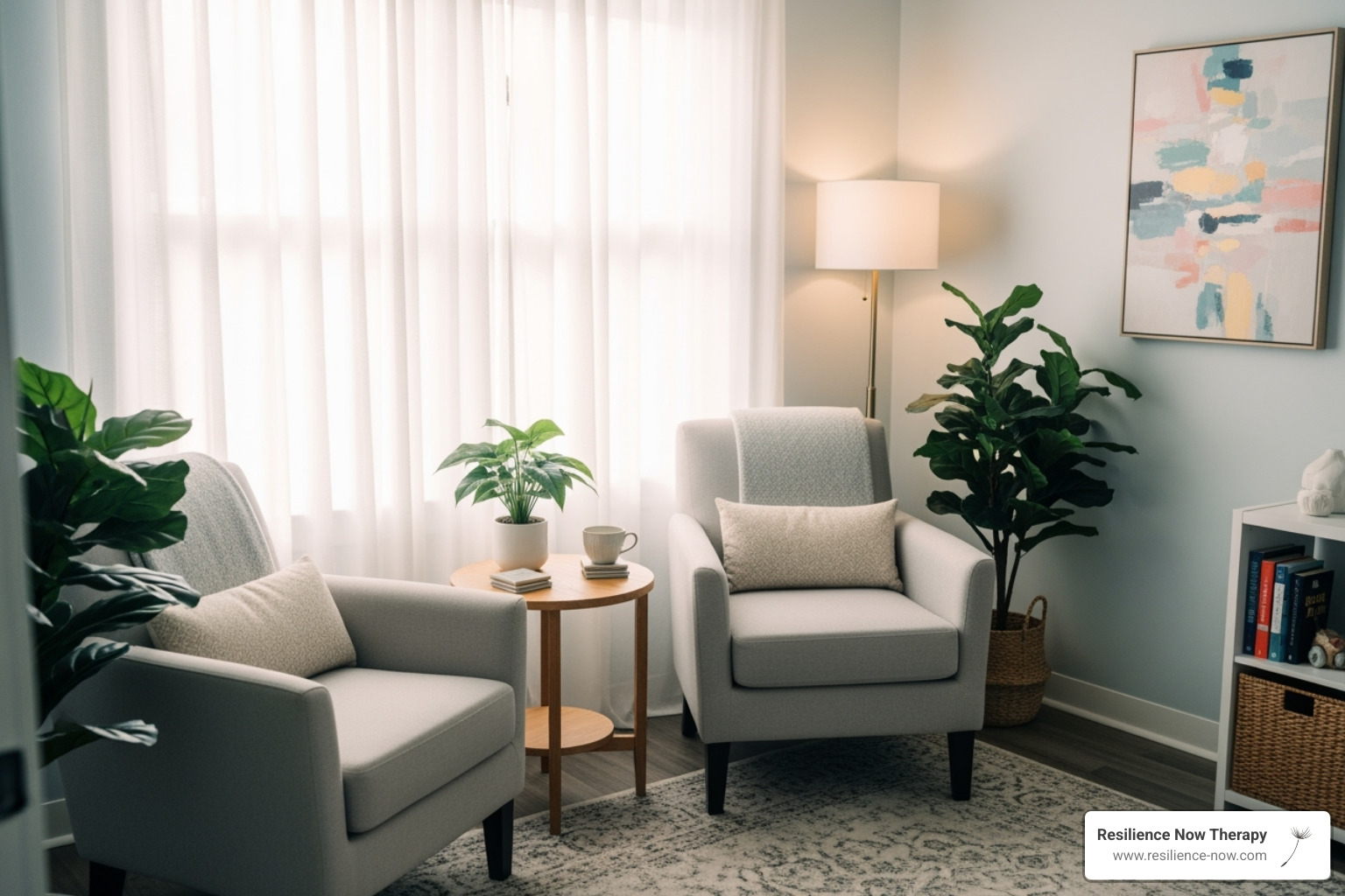welcoming therapy office interior - women's mental health Calgary