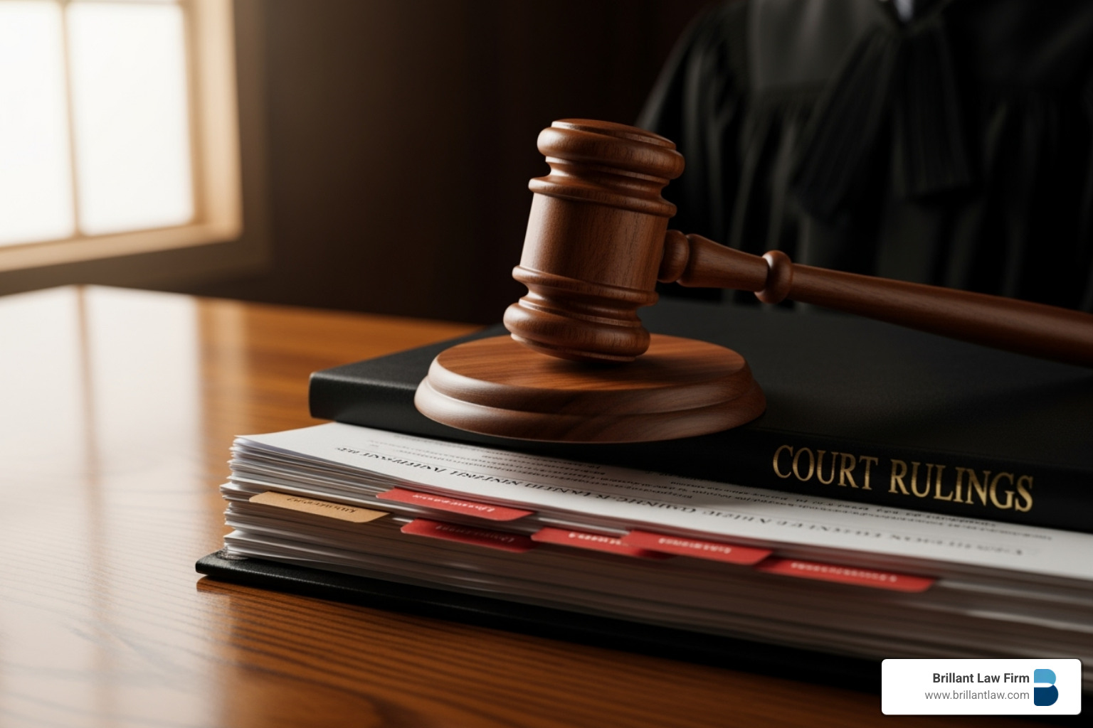 A wooden judge's gavel rests on a thick stack of legal documents tied with a string, symbolizing the formal court process involved in estate legal services without a proper plan.