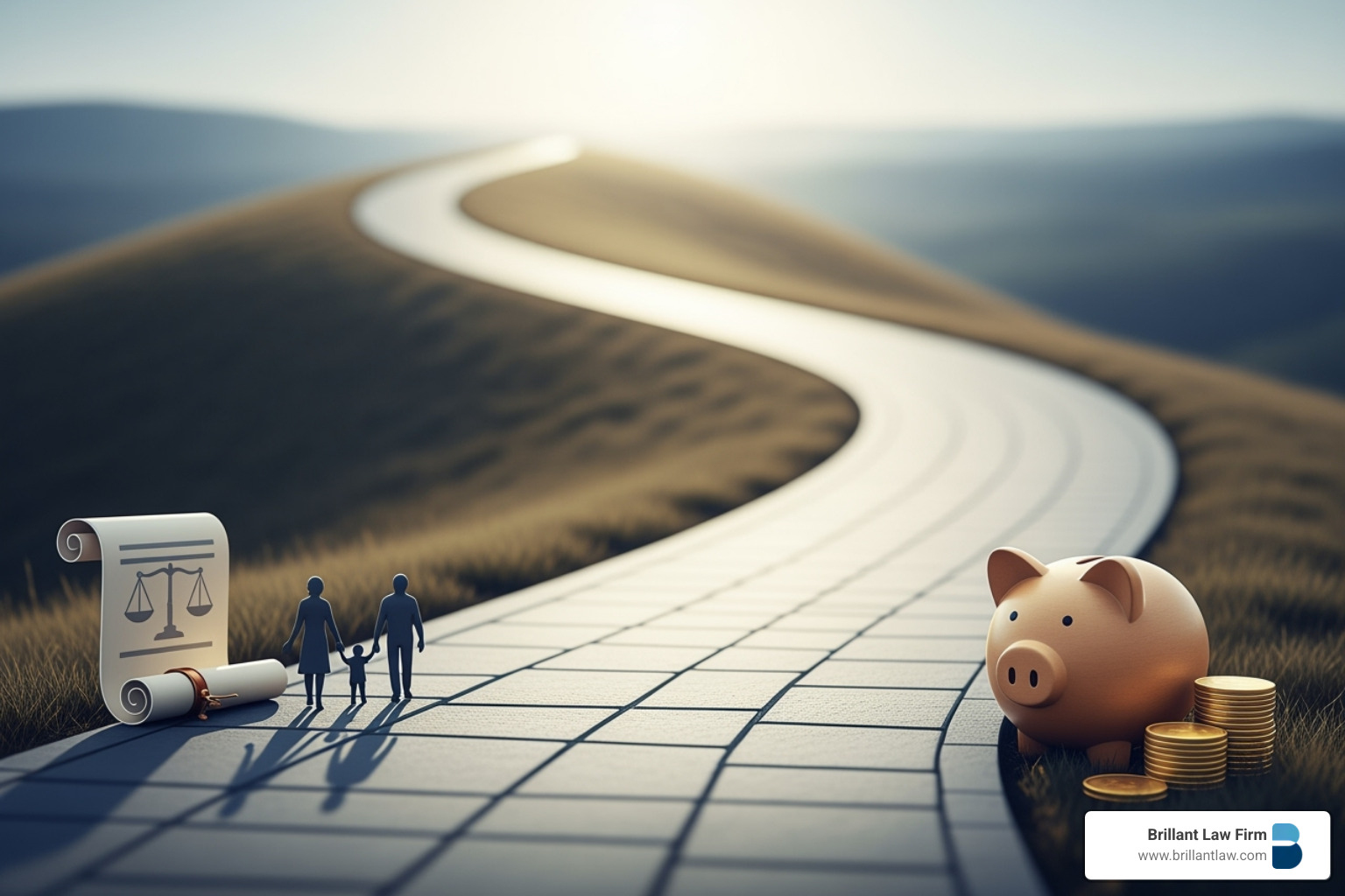 A simple, clear flowchart with icons and text bubbles illustrates the step-by-step roadmap of the estate planning process, a key part of estate legal services.