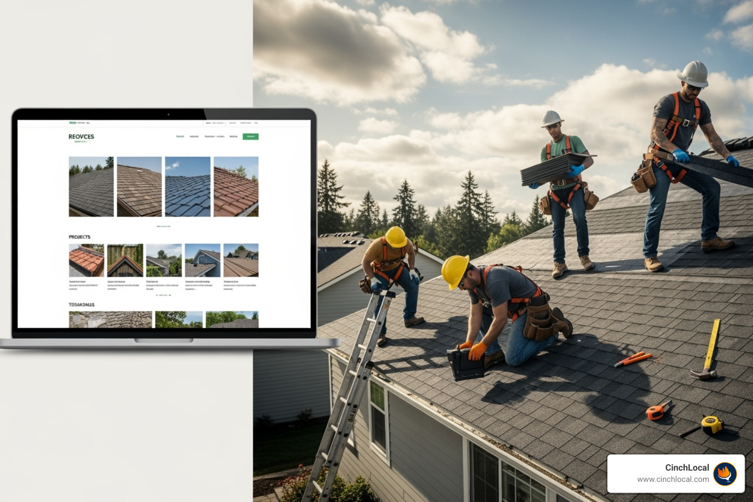 roofing website template mock-up