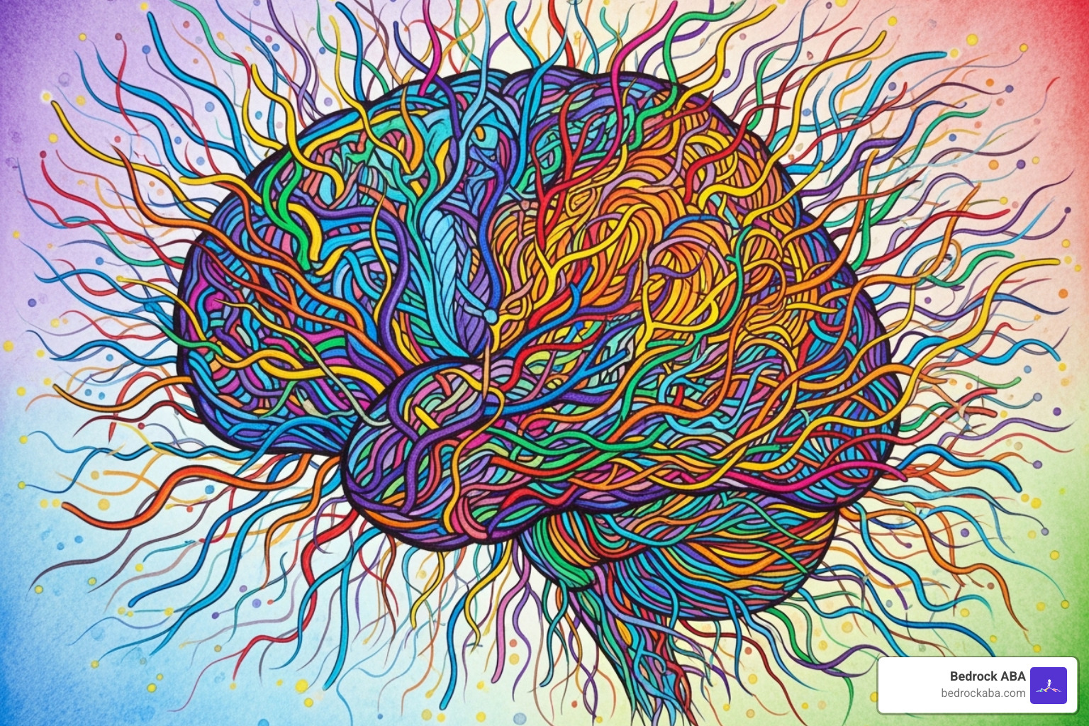 a brain with diverse, colorful pathways, representing neurodiversity - aba therapy social skills