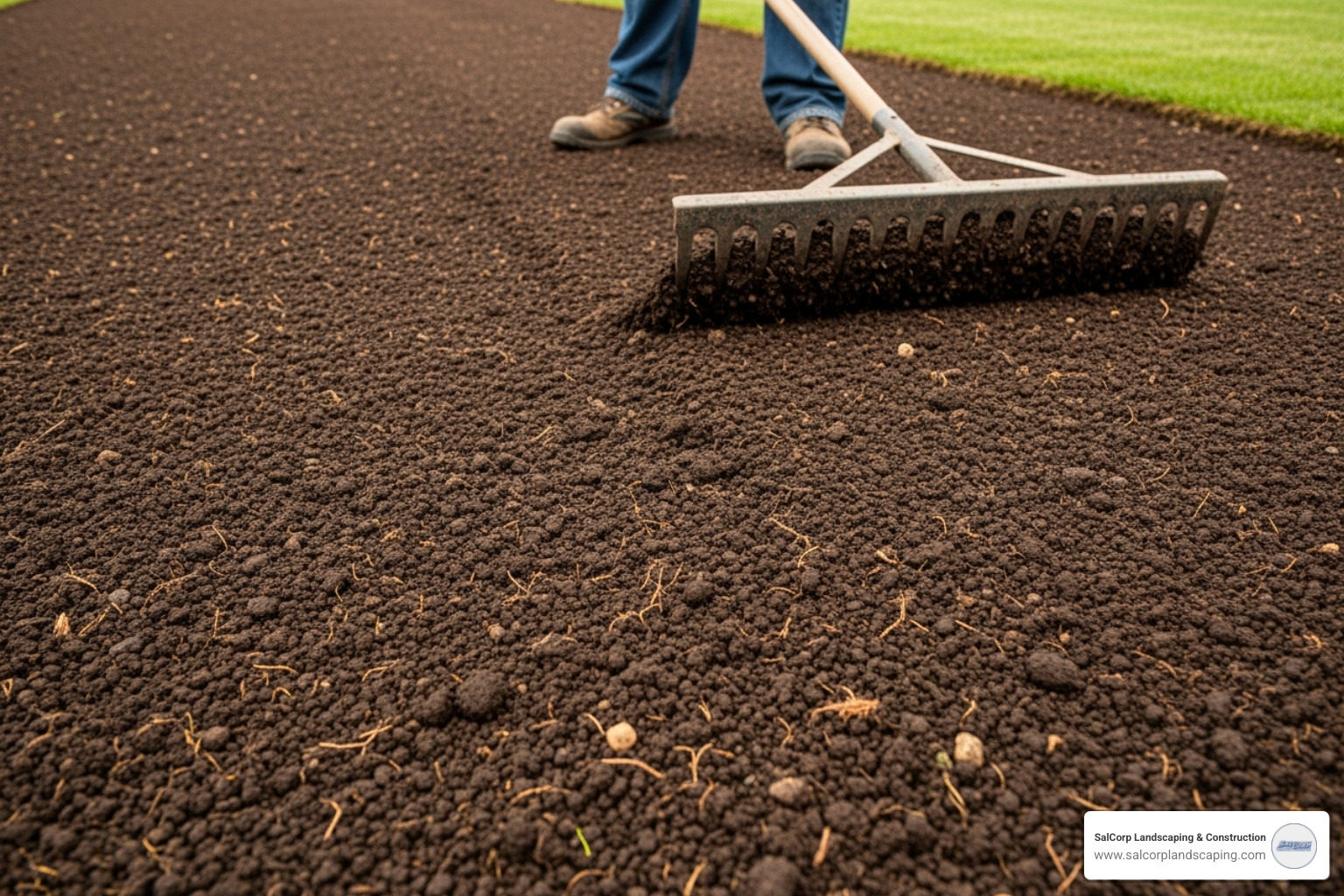 rich topsoil being spread before sod installation - cost to install sod per sq ft