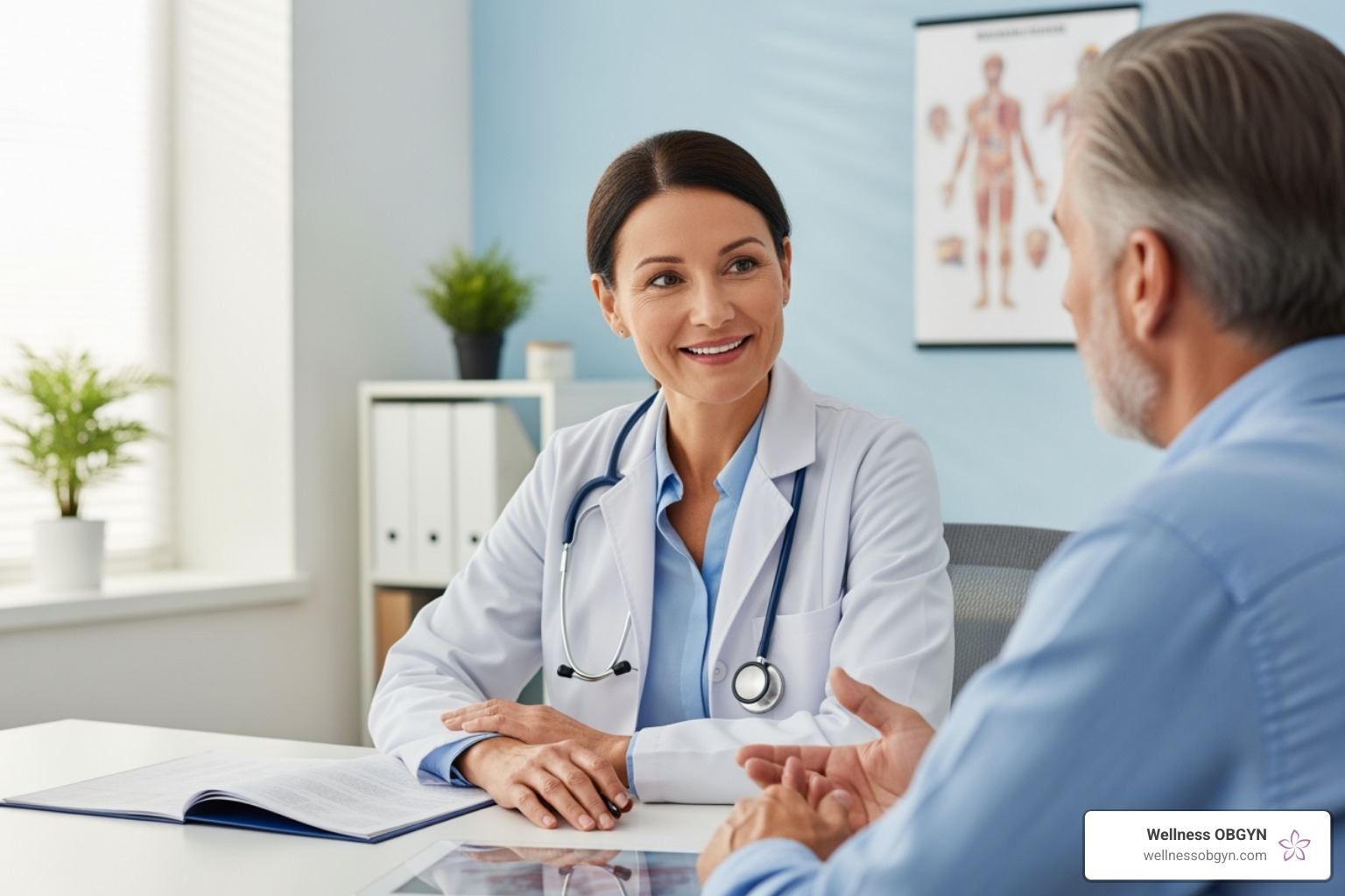 Image of a compassionate doctor consulting with a male patient - how to get hard Image of a compassionate doctor consulting with a male patient - how to get hard