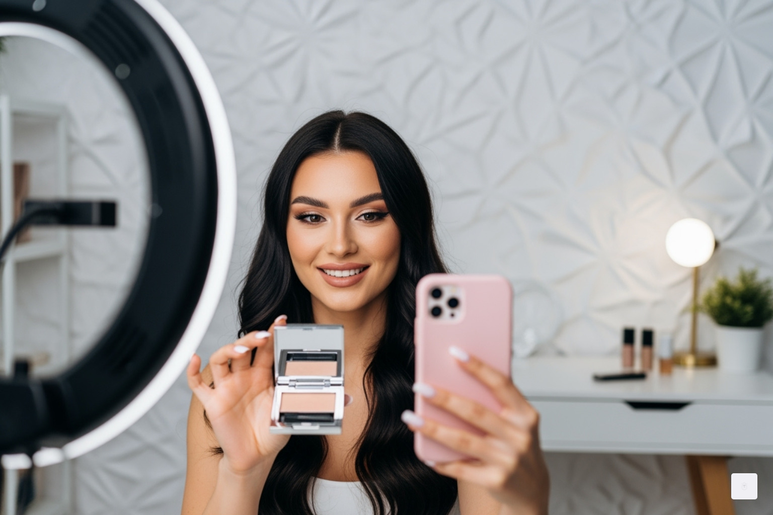 TikTok beauty influencer showcasing a product - Beauty industry insights