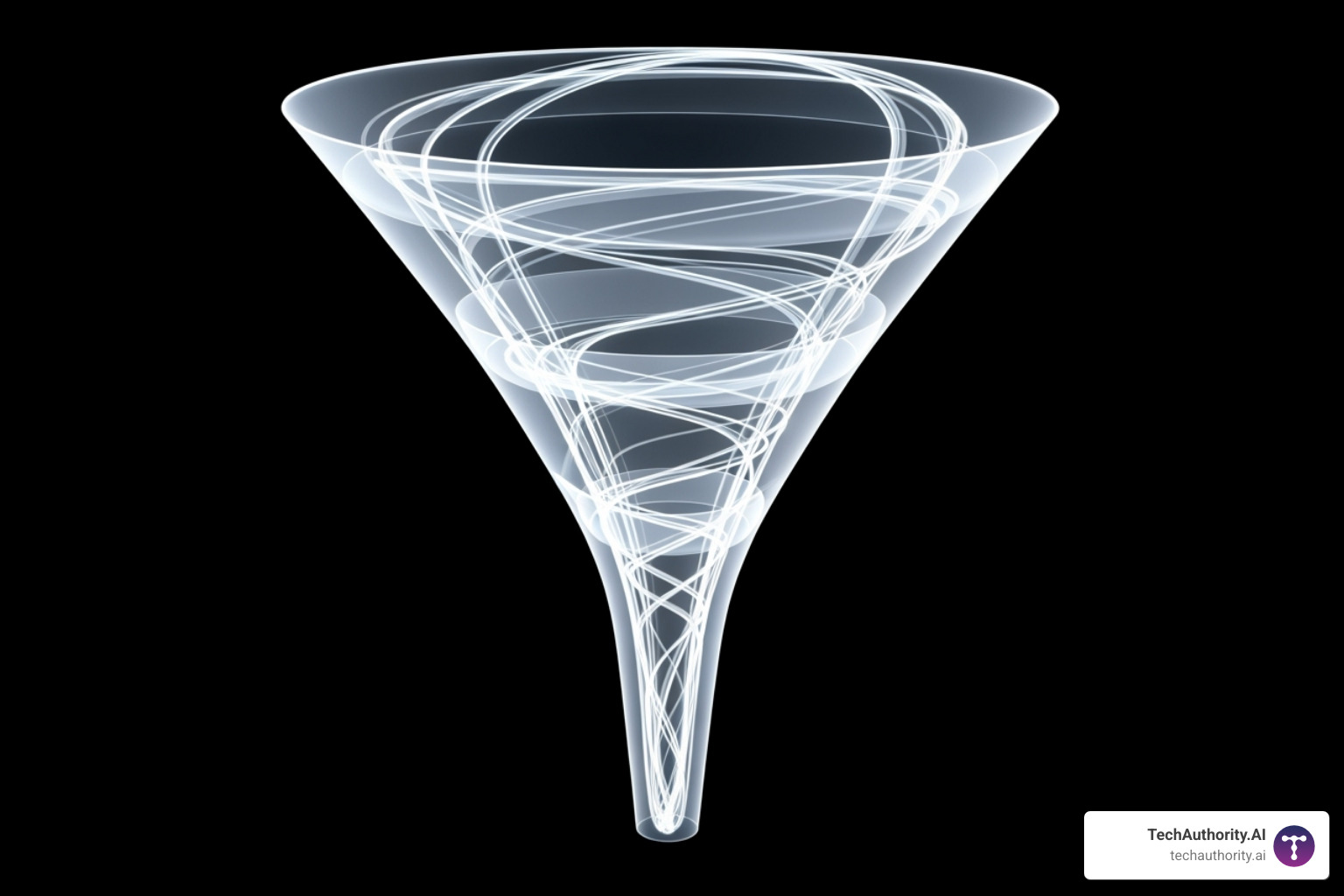Illustrating the TOFU, MOFU, and BOFU stages of a marketing funnel, showing a wide top for Awareness, a narrowing middle for Interest and Consideration, and a thin bottom for Decision and Conversion, with arrows indicating flow - funnel definition