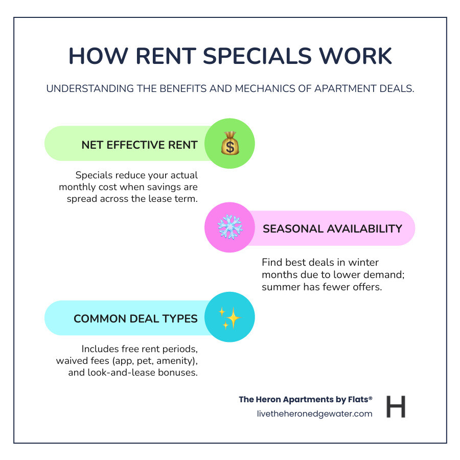 TABLE comparing the immediate vs. long-term value of different specials (e.g., One Month Free vs. Waived Amenity Fee) - apartments with rent specials infographic infographic-line-3-steps-colors TABLE comparing the immediate vs. long-term value of different specials (e.g., One Month Free vs. Waived Amenity Fee) - apartments with rent specials infographic infographic-line-3-steps-colors