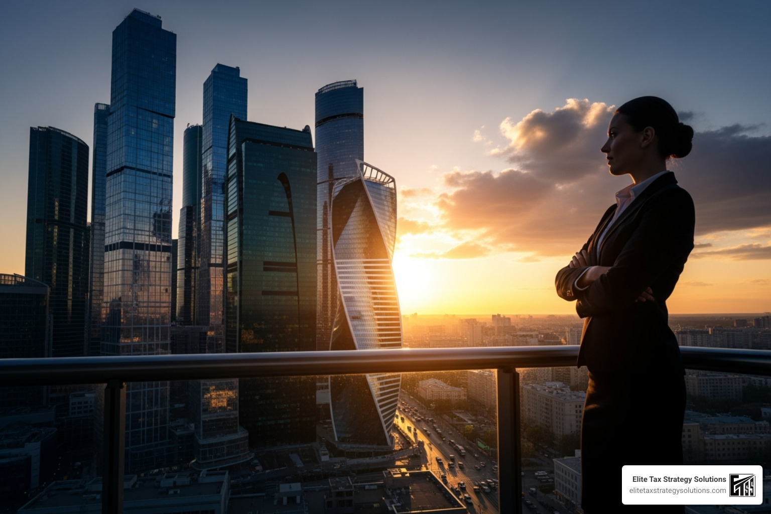 Business owner looking confidently towards the future skyline - Business tax consultants Business owner looking confidently towards the future skyline - Business tax consultants