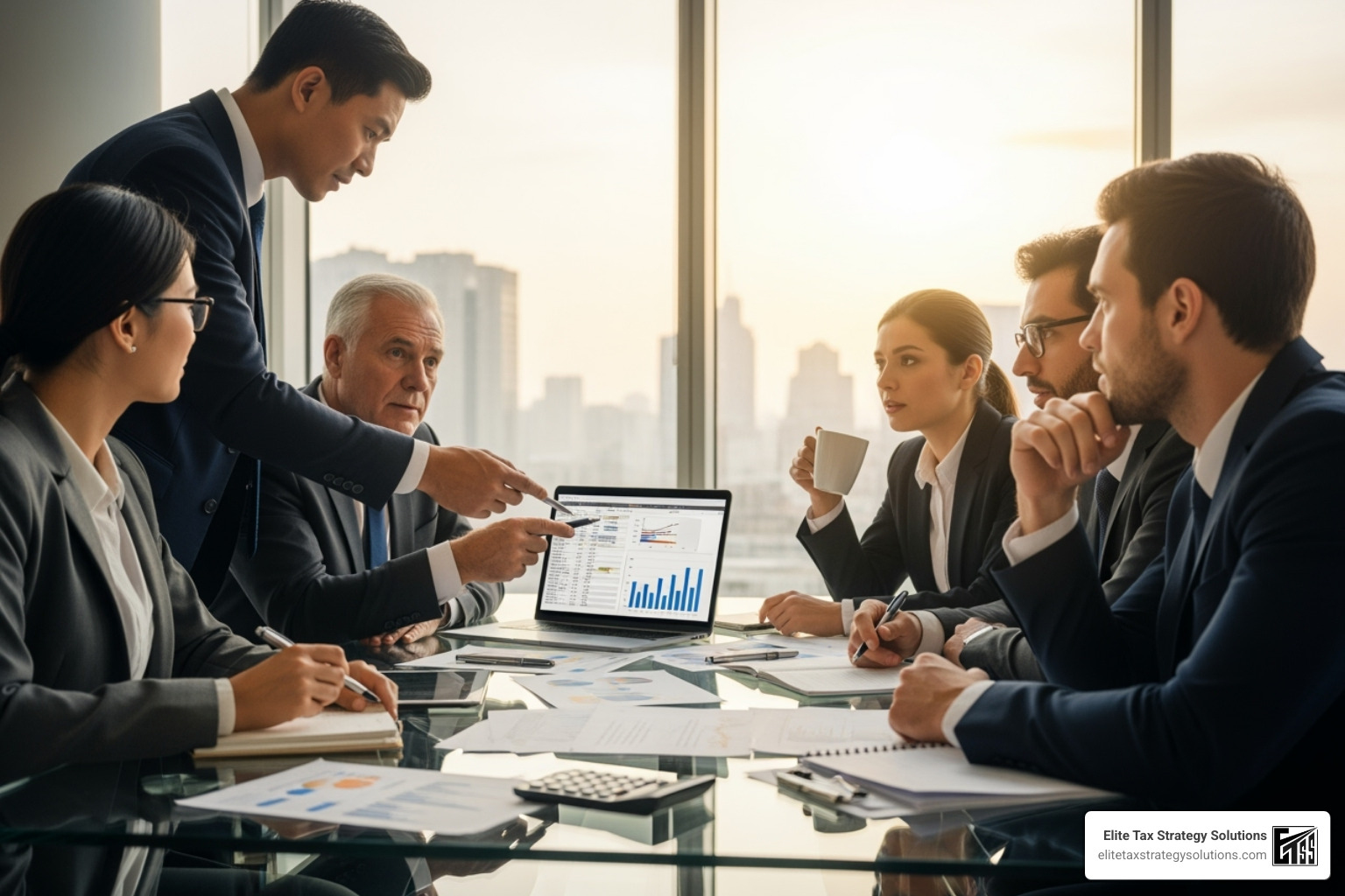 Whiteboard with various tax service categories like "International Tax," "M&A Support," and "State & Local Tax" - Business tax consultants Whiteboard with various tax service categories like "International Tax," "M&A Support," and "State & Local Tax" - Business tax consultants
