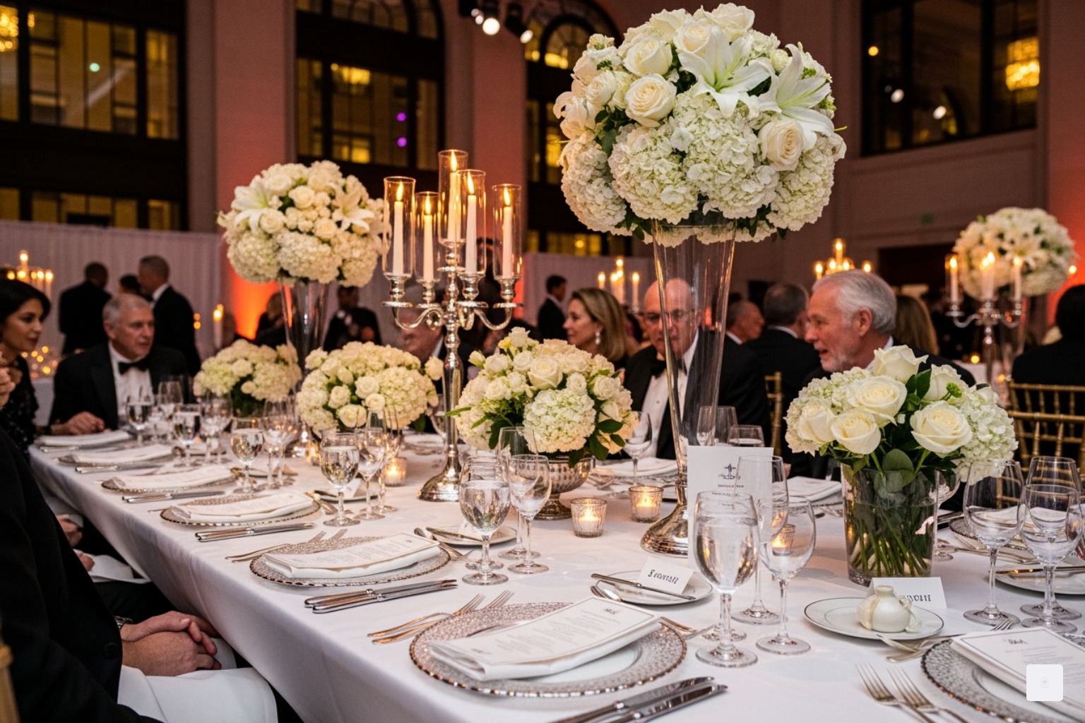 sophisticated dining setting at a New York gala - dining room wall decor
