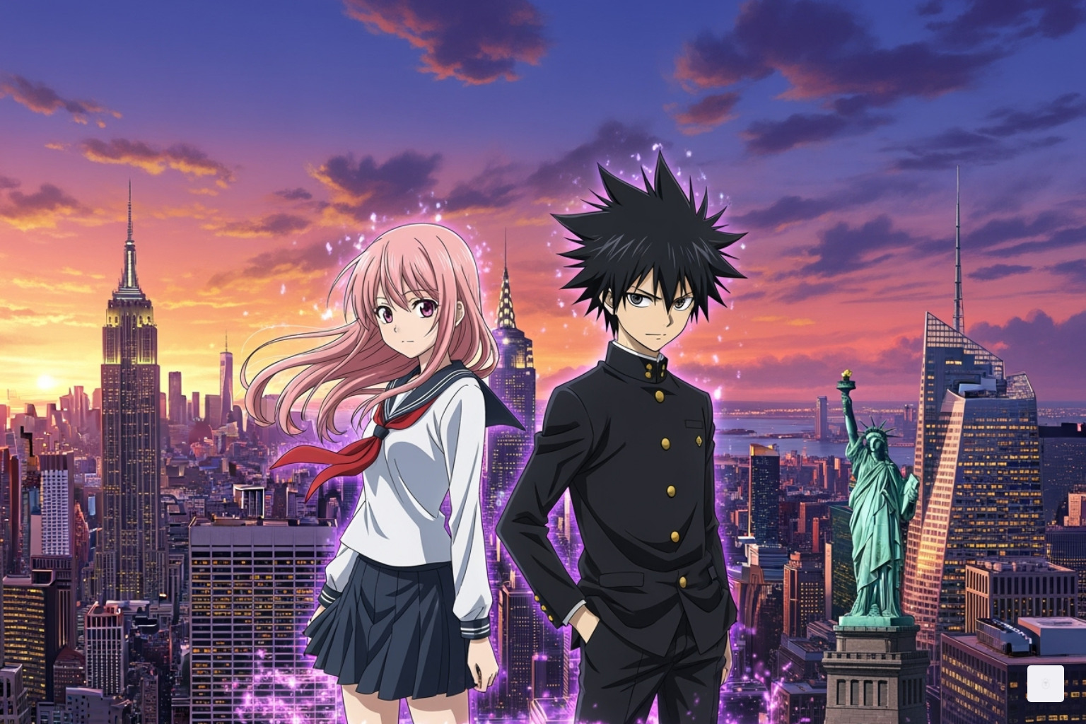 Dan Da Dan key art with a New York City backdrop - dan da dan season 2