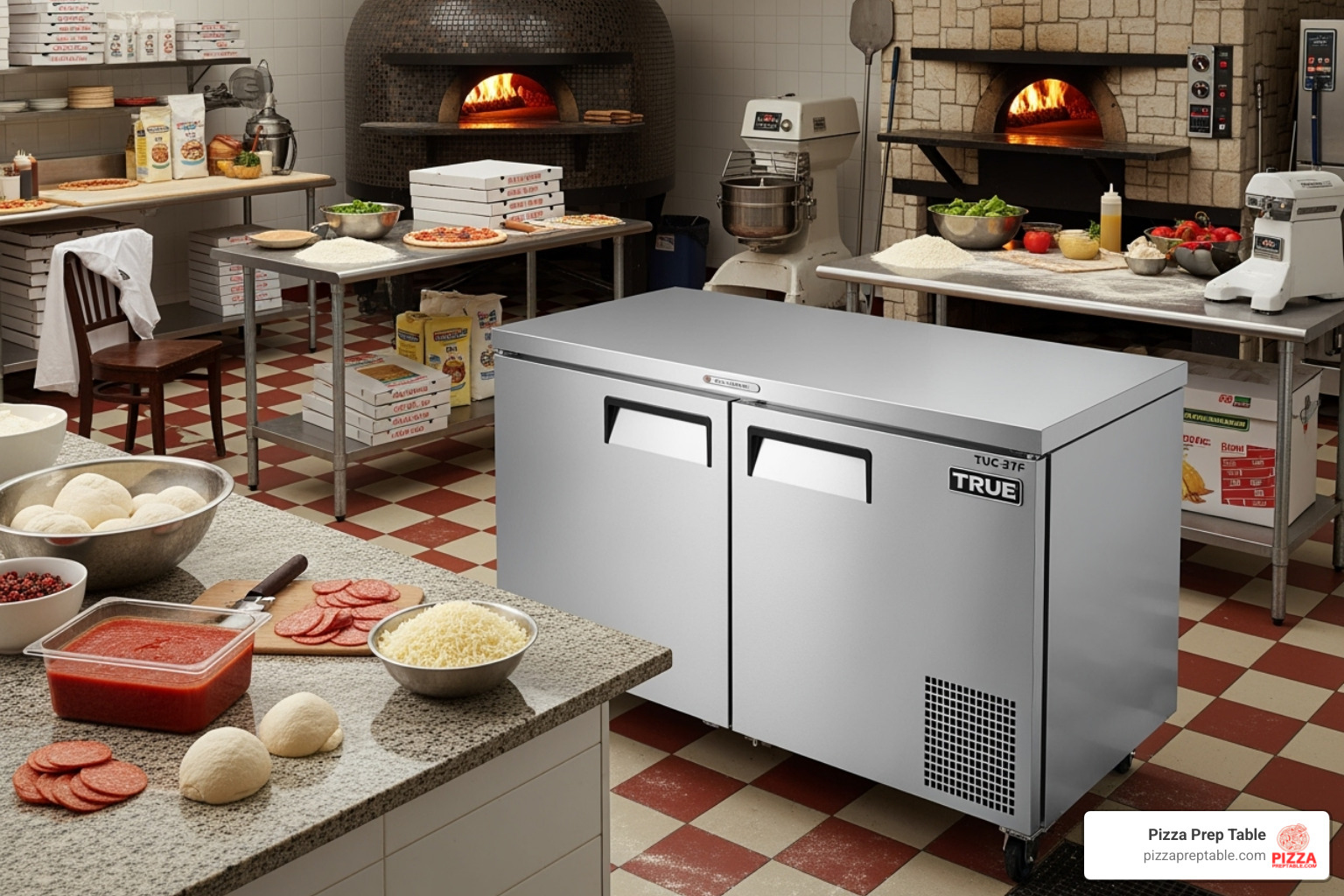True TUC-27F under-counter freezer in a pizzeria - under-counter freezer True TUC-27F under-counter freezer in a pizzeria - under-counter freezer