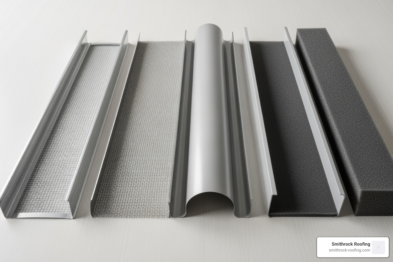 different types of gutter guards laid out side-by-side - cost to install gutter guards per foot