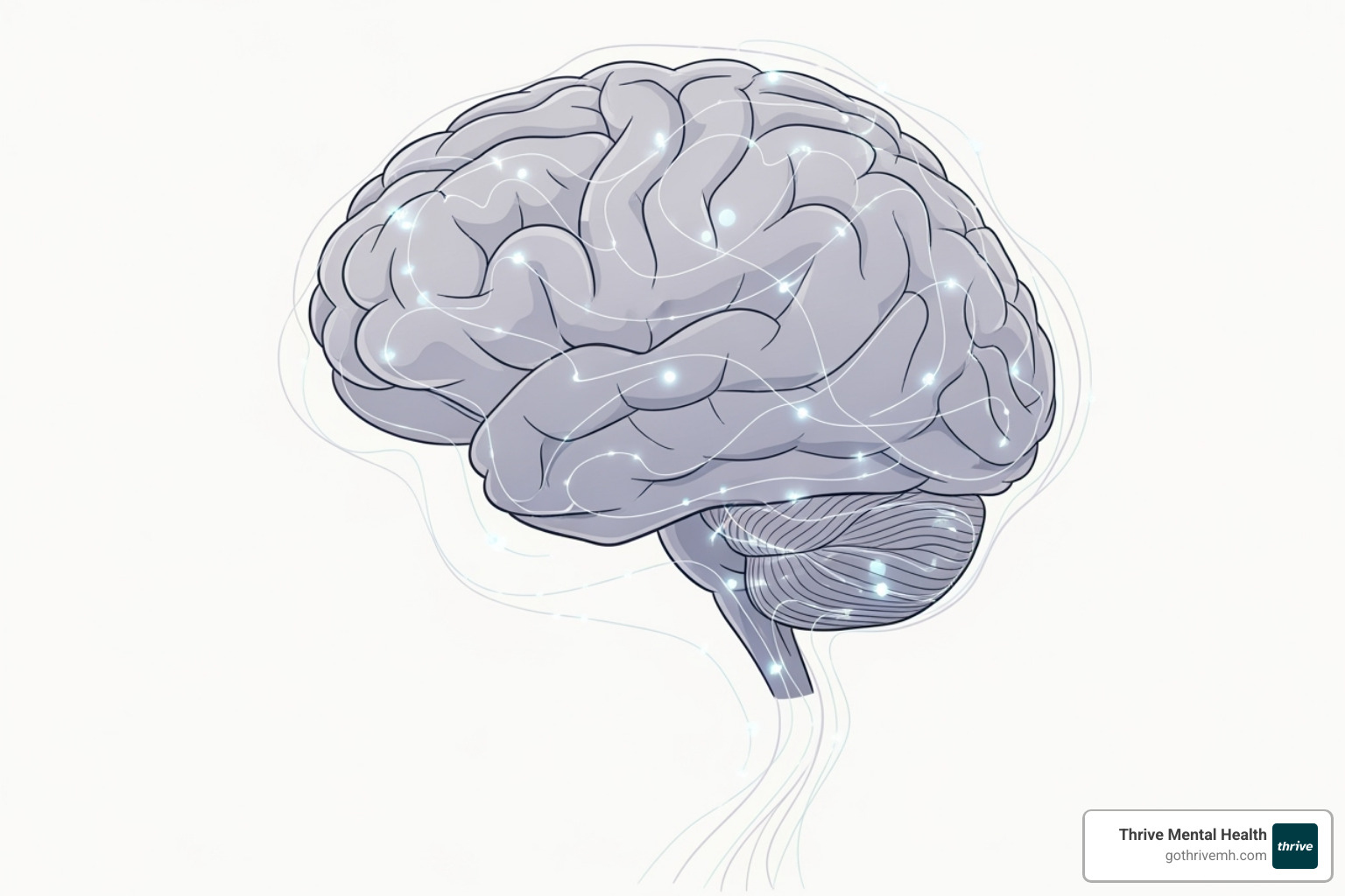 brain with interconnected nodes representing thoughts and feelings - attachment based mentalization therapy