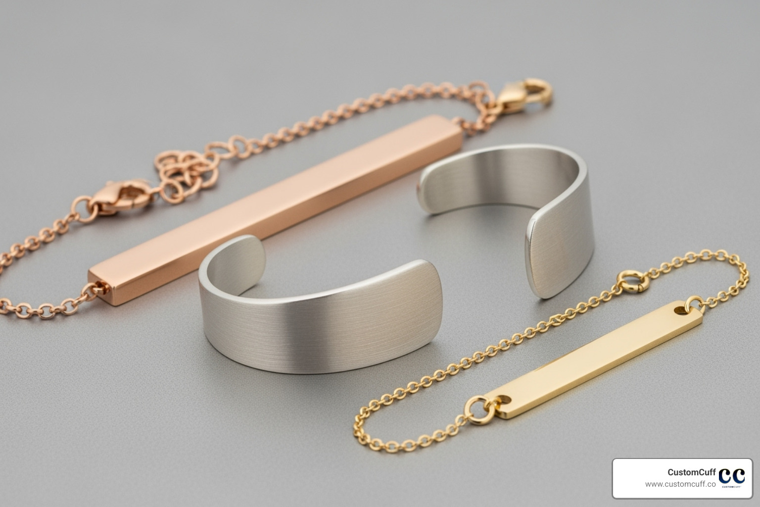 three different styles of handwriting bracelets: bar, cuff, and delicate chain three different styles of handwriting bracelets: bar, cuff, and delicate chain