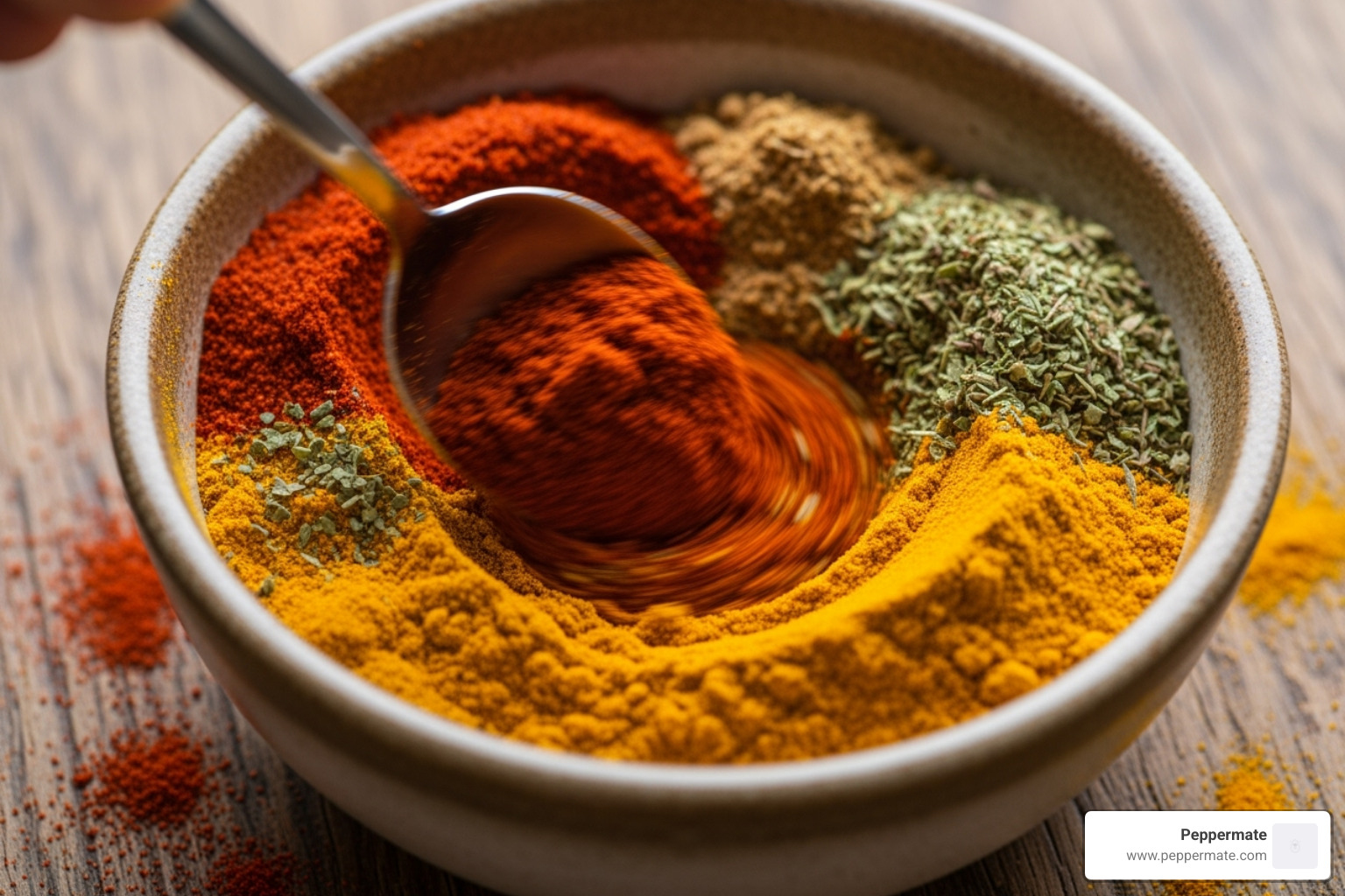 spices being mixed in a small bowl - gourmet taco seasoning