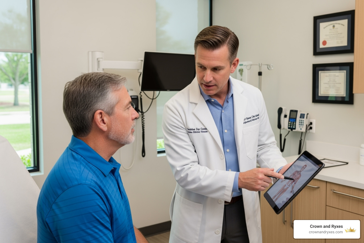 Doctor consulting with a male patient in a modern, clean clinic in Clermont, FL - Sexual Wellness Mens Specific CTRP