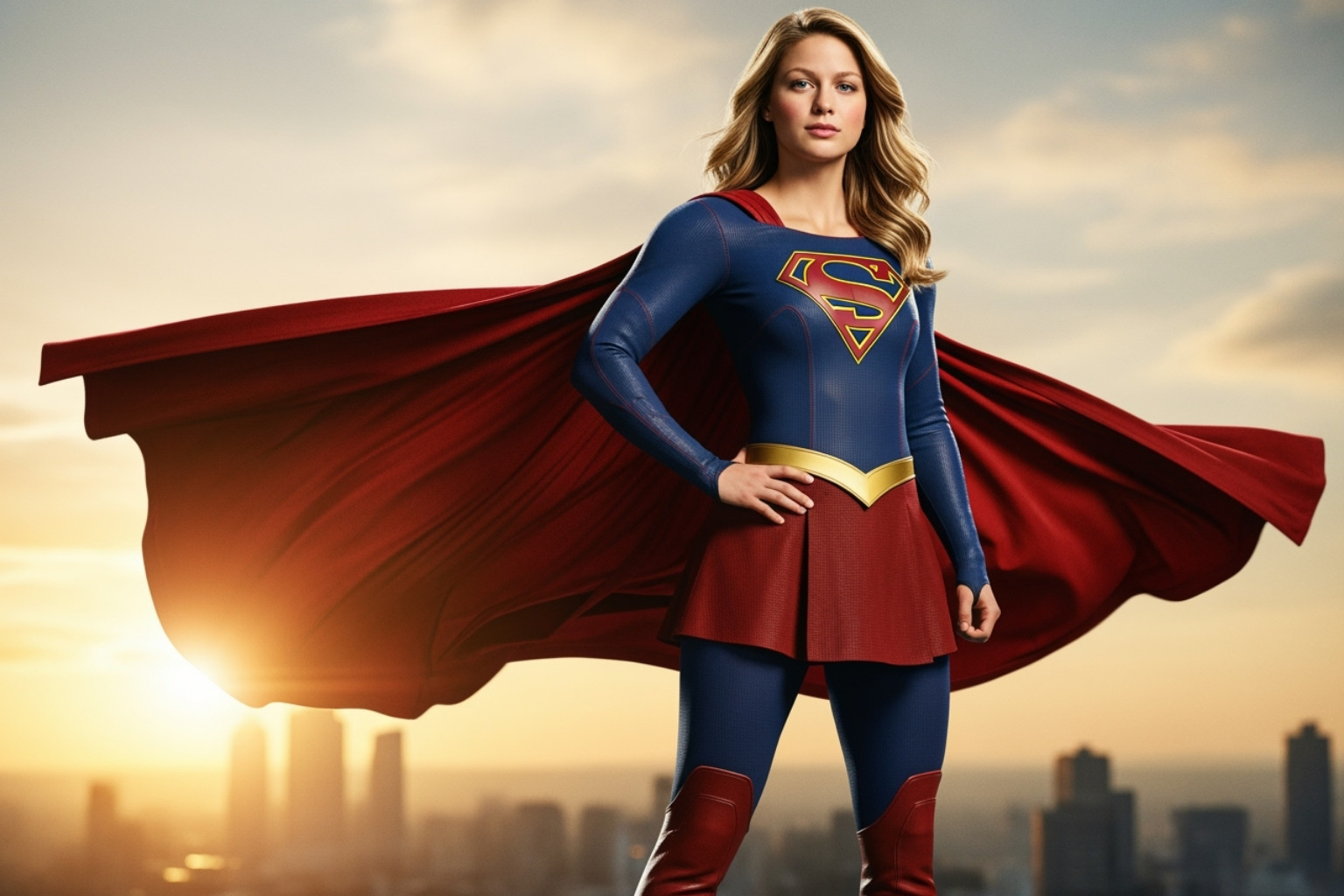 Melissa Benoist in the Supergirl costume - melissa benoist