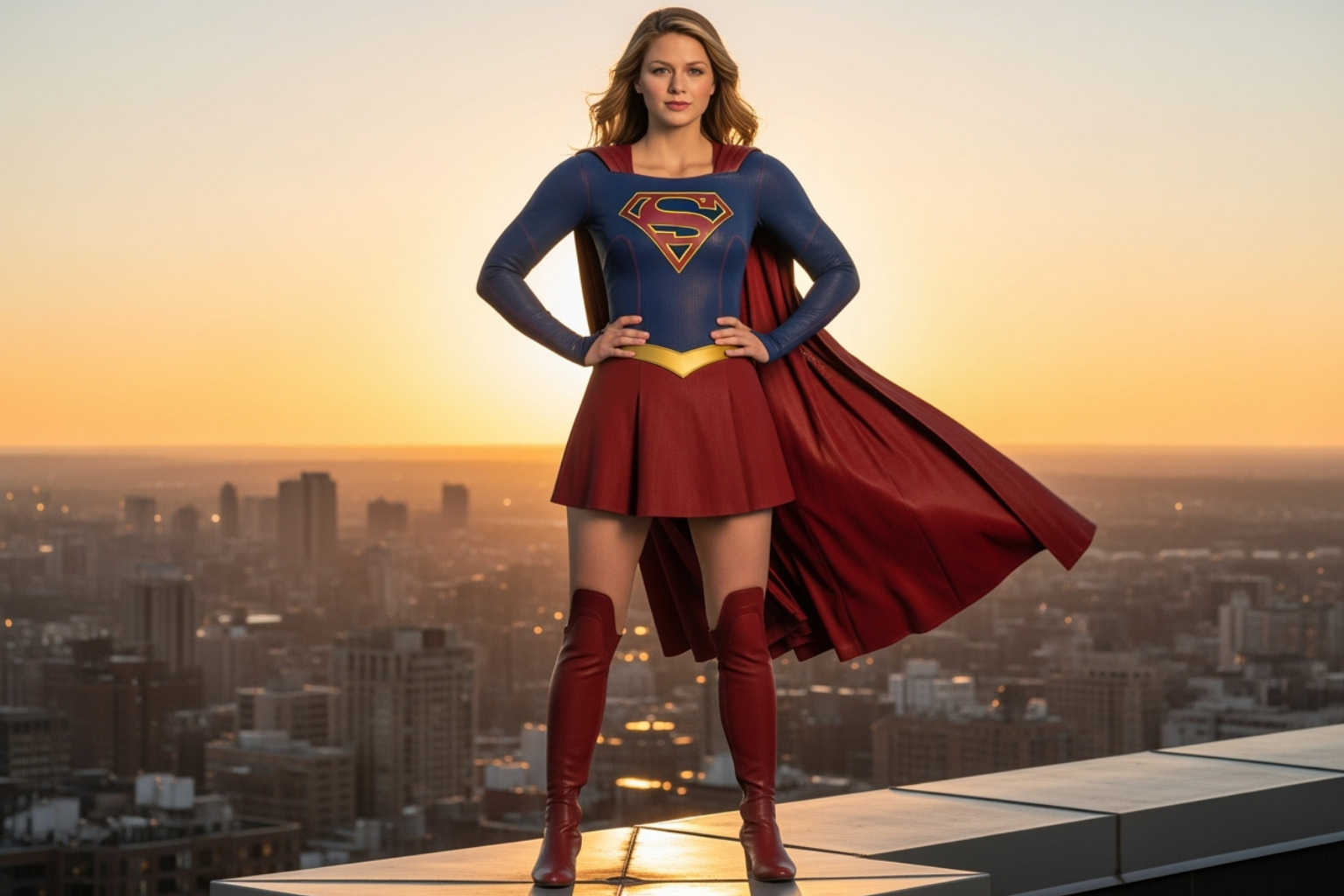 Melissa Benoist in the Supergirl costume - melissa benoist