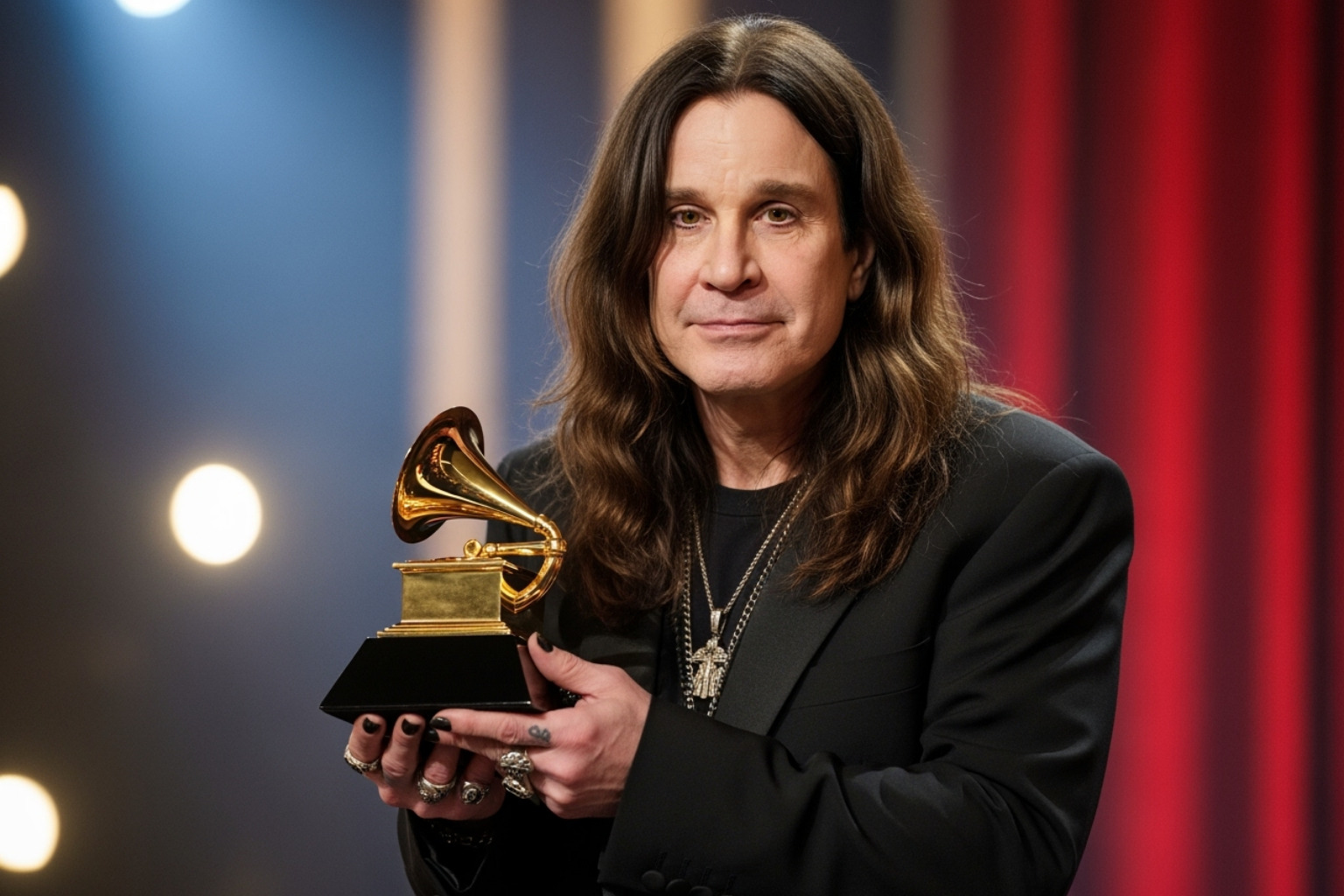 Ozzy Osbourne receiving a Grammy award - how old is ozzy osbourne