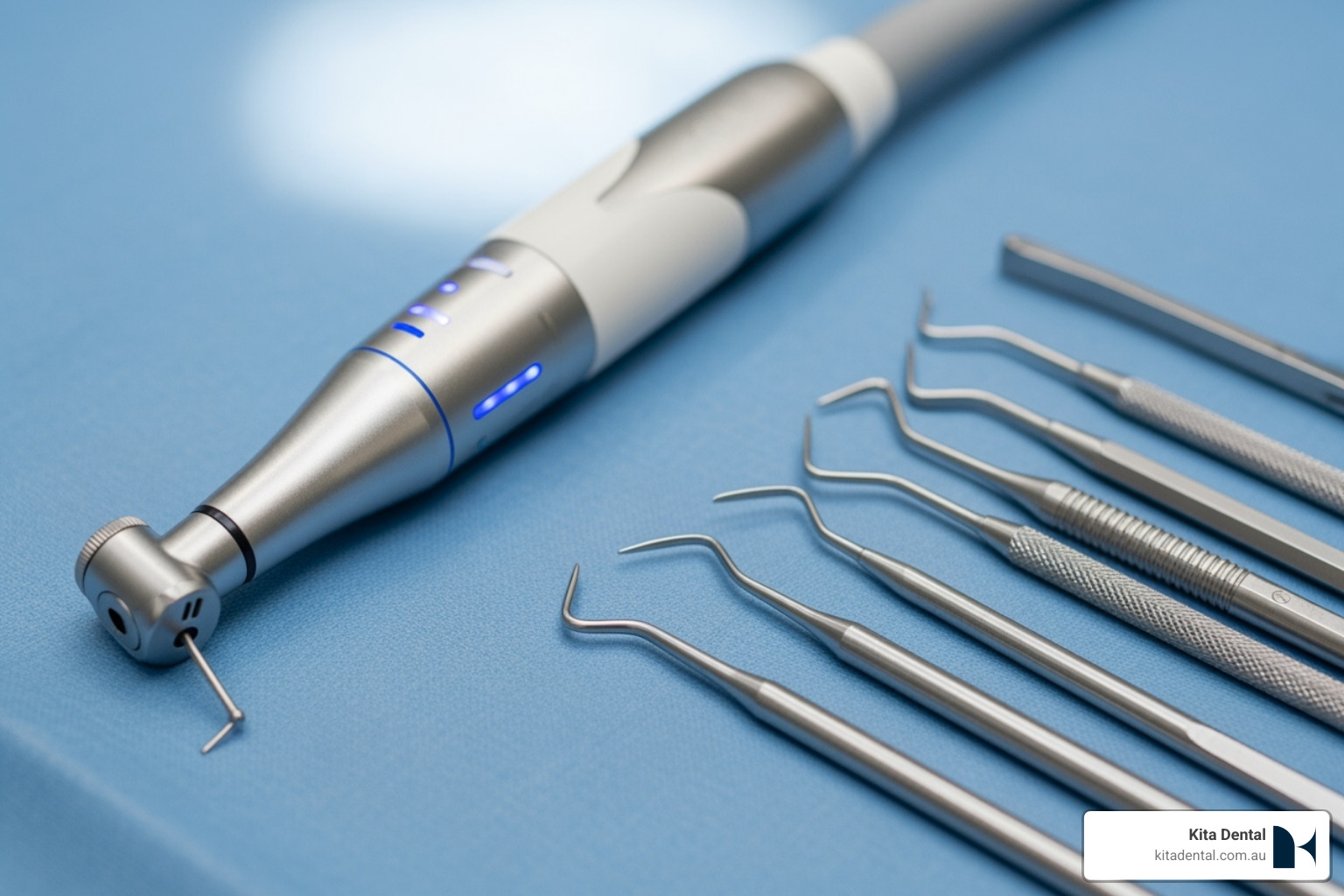 dental laser handpiece next to traditional scaling tools - laser deep cleaning teeth near me dental laser handpiece next to traditional scaling tools - laser deep cleaning teeth near me