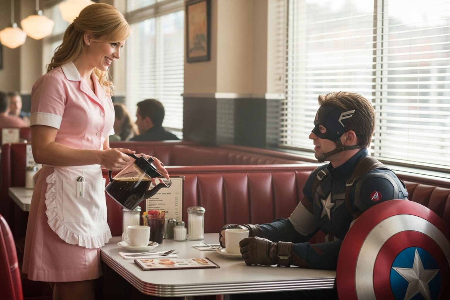 Ashley Johnson as the waitress 'Beth' in 'The Avengers' - ashley johnson