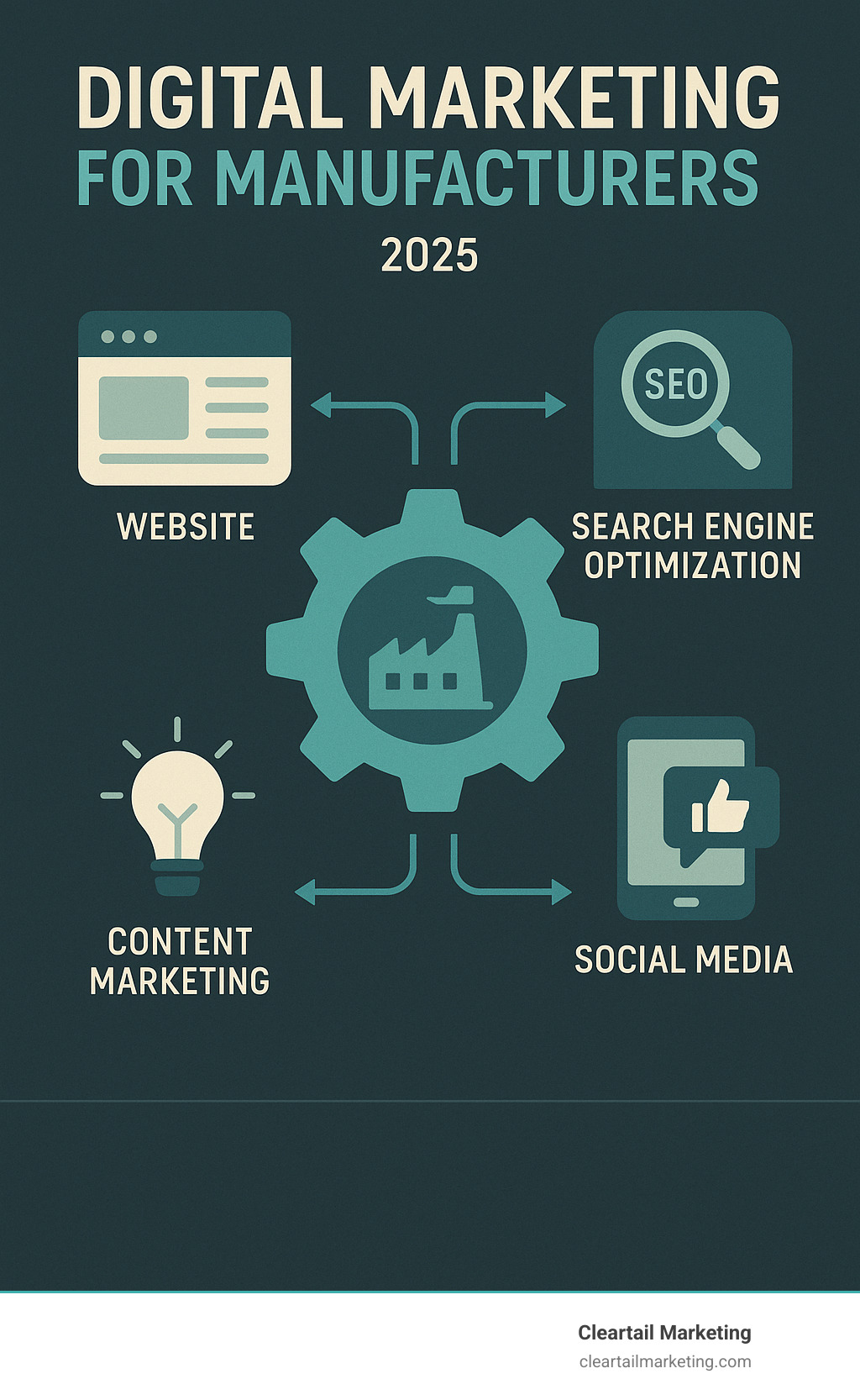blueprint or schematic that outlines different marketing channels - digital marketing for manufacturers
