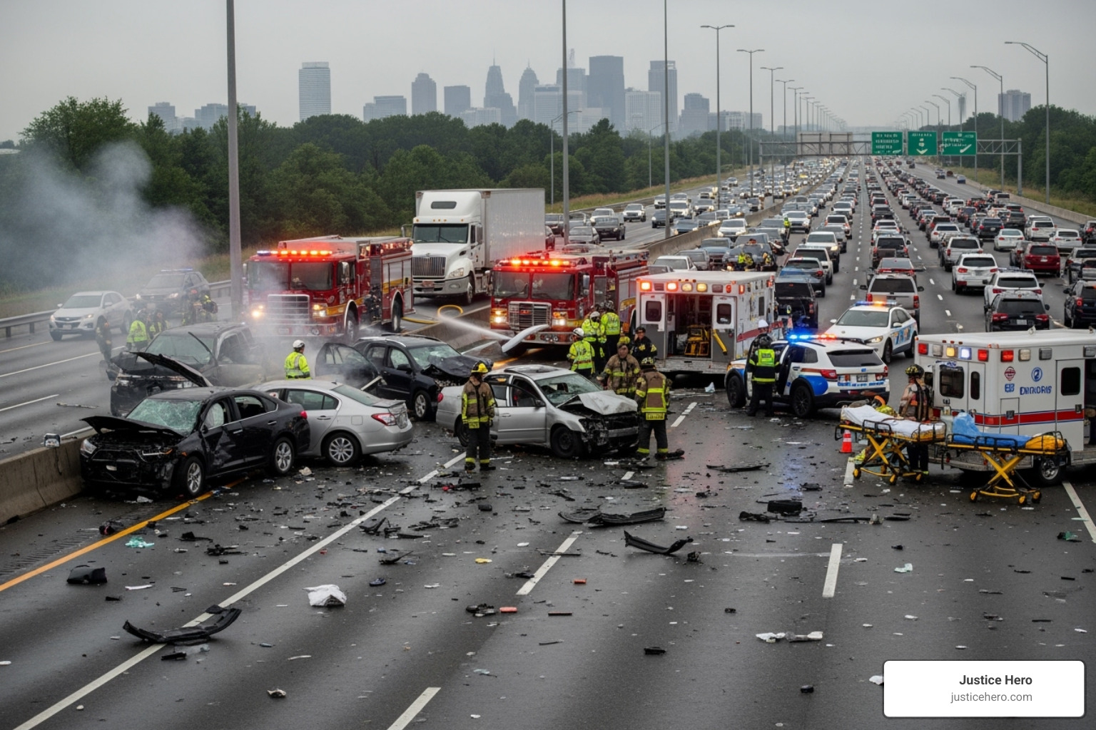 multi-car pileup on a highway - personal injury accident lawyer