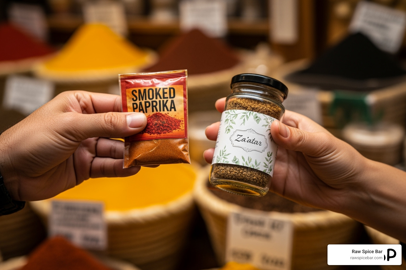 person comparing spice packets - cooking spices subscription box