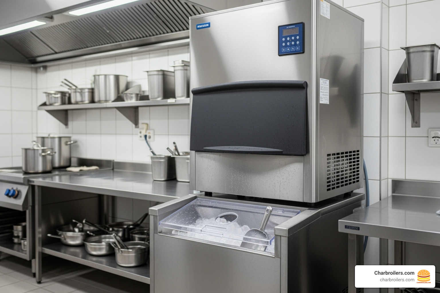 large modular ice machine with bin - premium commercial ice maker