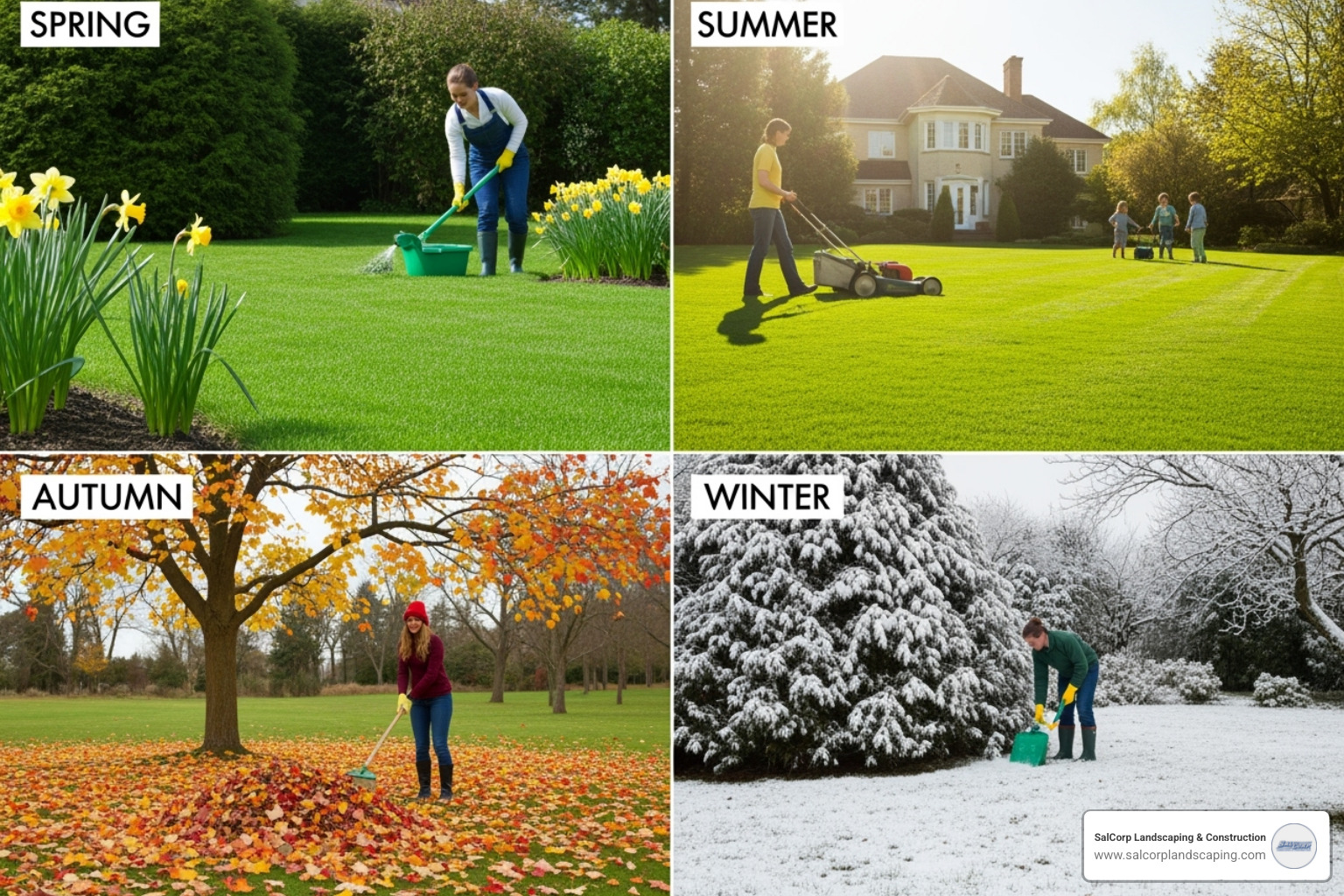 calendar with lawn care icons - annual lawn care schedule