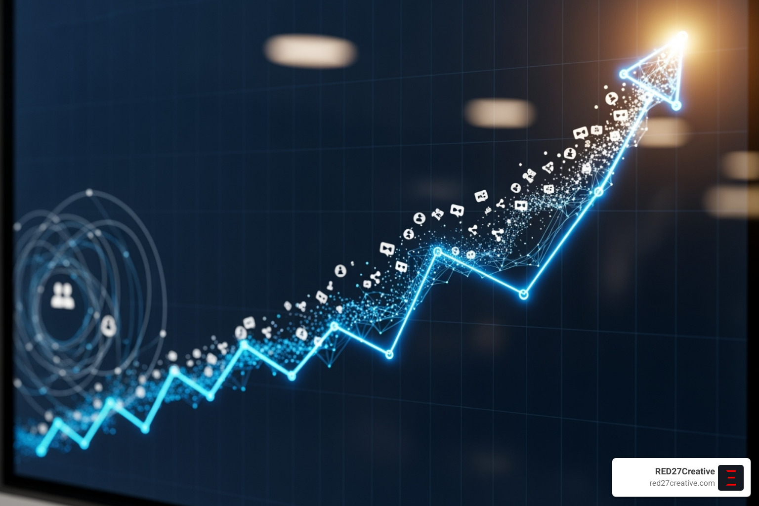 A graph showing upward trends in social media engagement and business growth, symbolizing the positive impact of creative social media content strategies - Creative social media content A graph showing upward trends in social media engagement and business growth, symbolizing the positive impact of creative social media content strategies - Creative social media content