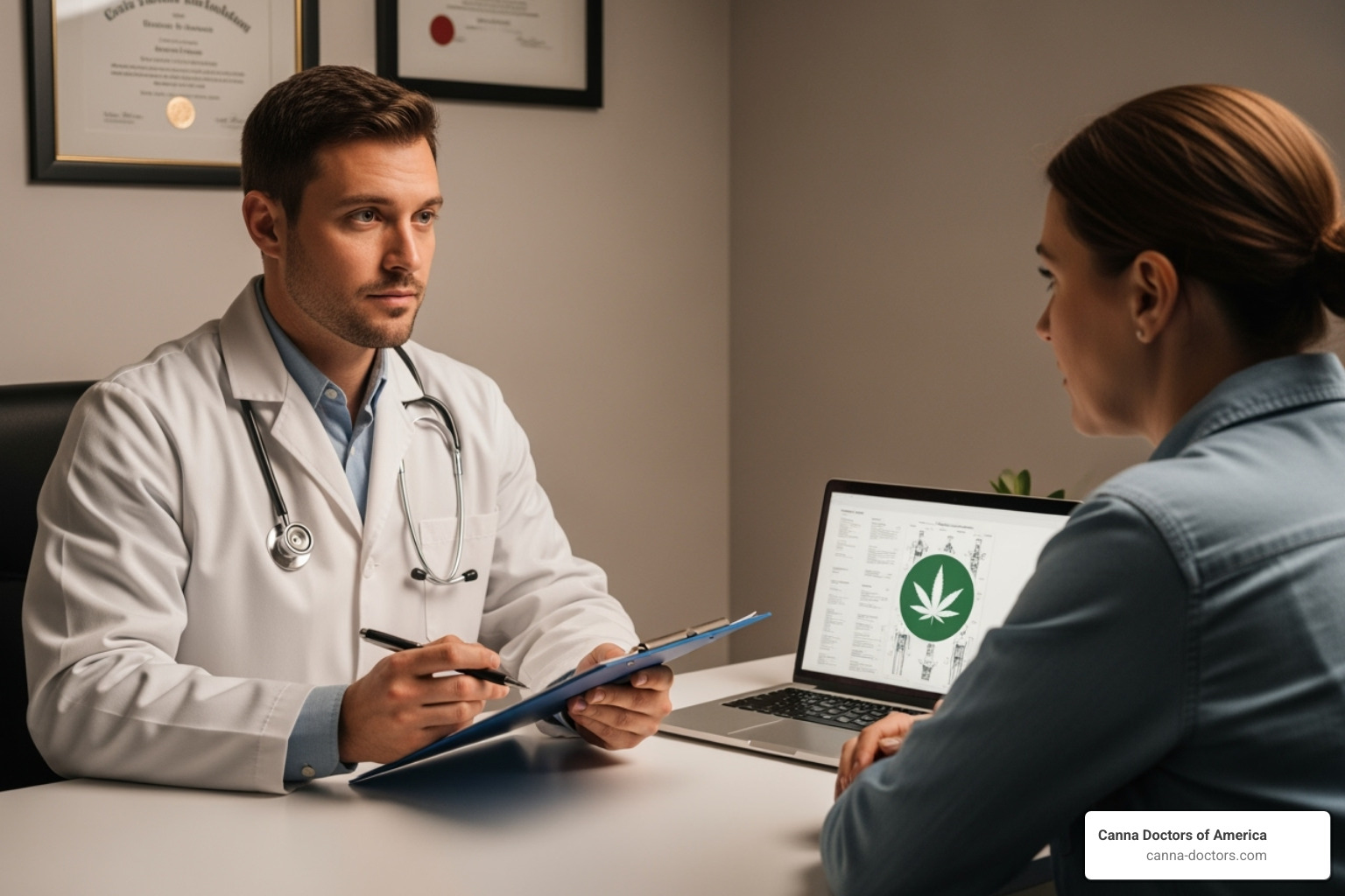 person filling out online form - medical cannabis doctor recommendation