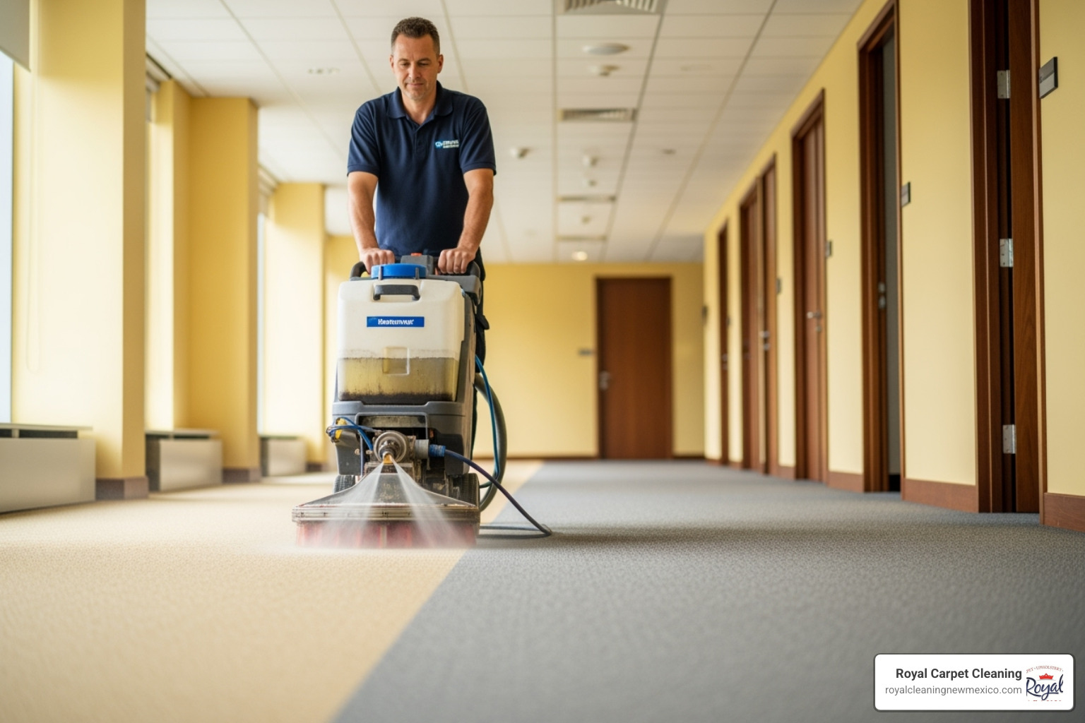 professional cleaner using specialized equipment on a carpet - home allergen reduction