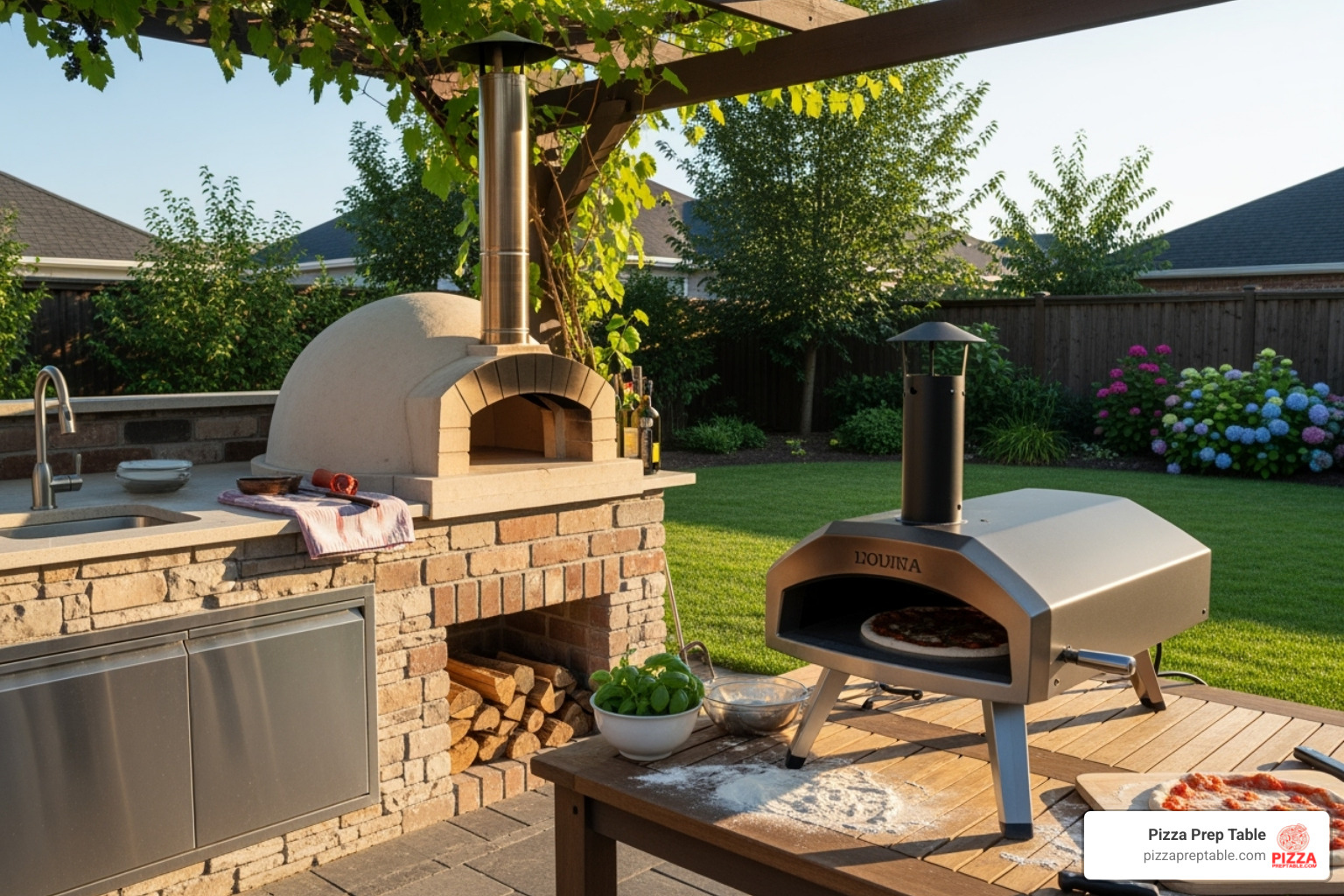 Comparing a large, stationary pizza oven with a portable model - pizza oven