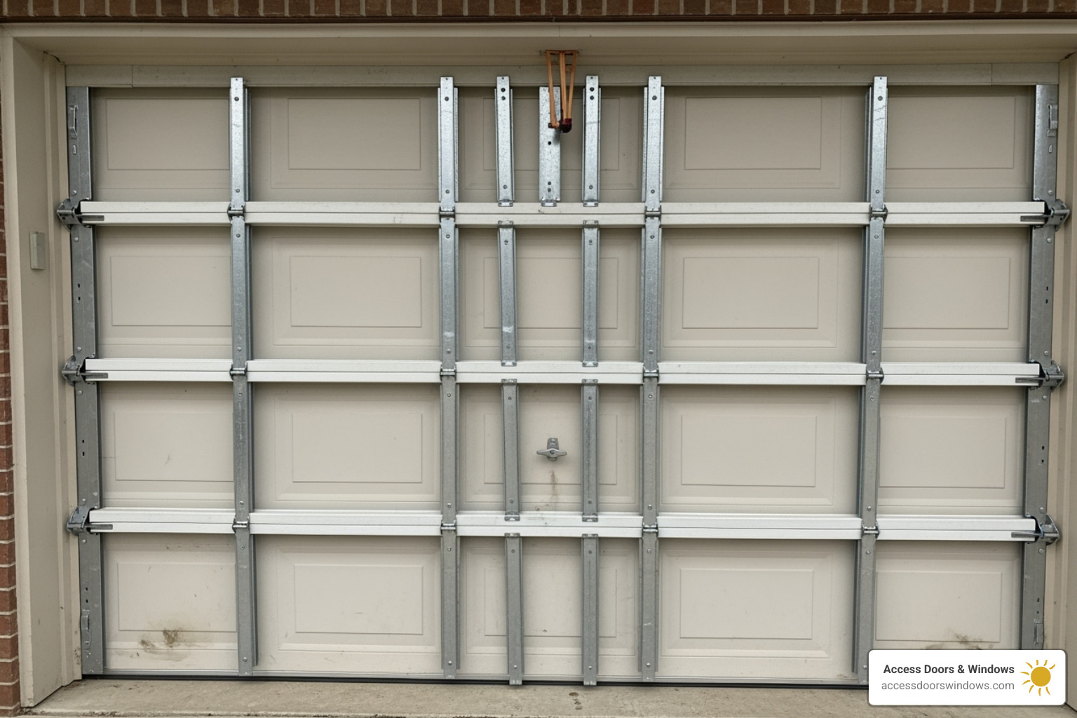garage door reinforcement brace kit installed - hurricane impact garage door