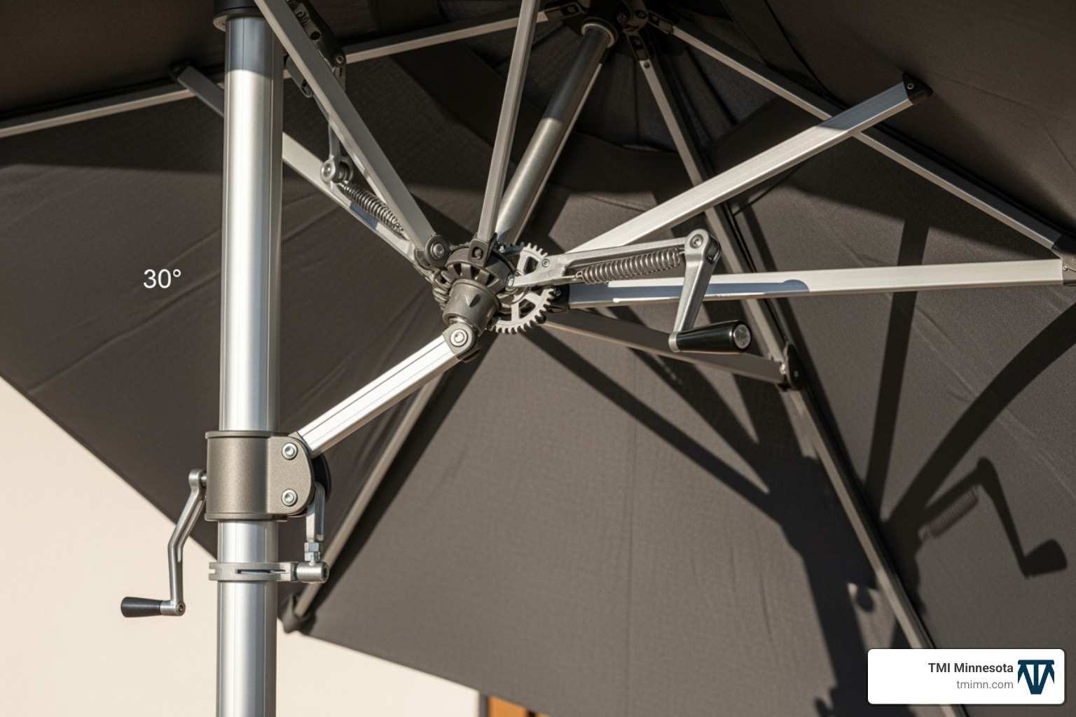 image showing the tilt and rotation capabilities of a high-quality mountable umbrella - mountable umbrella