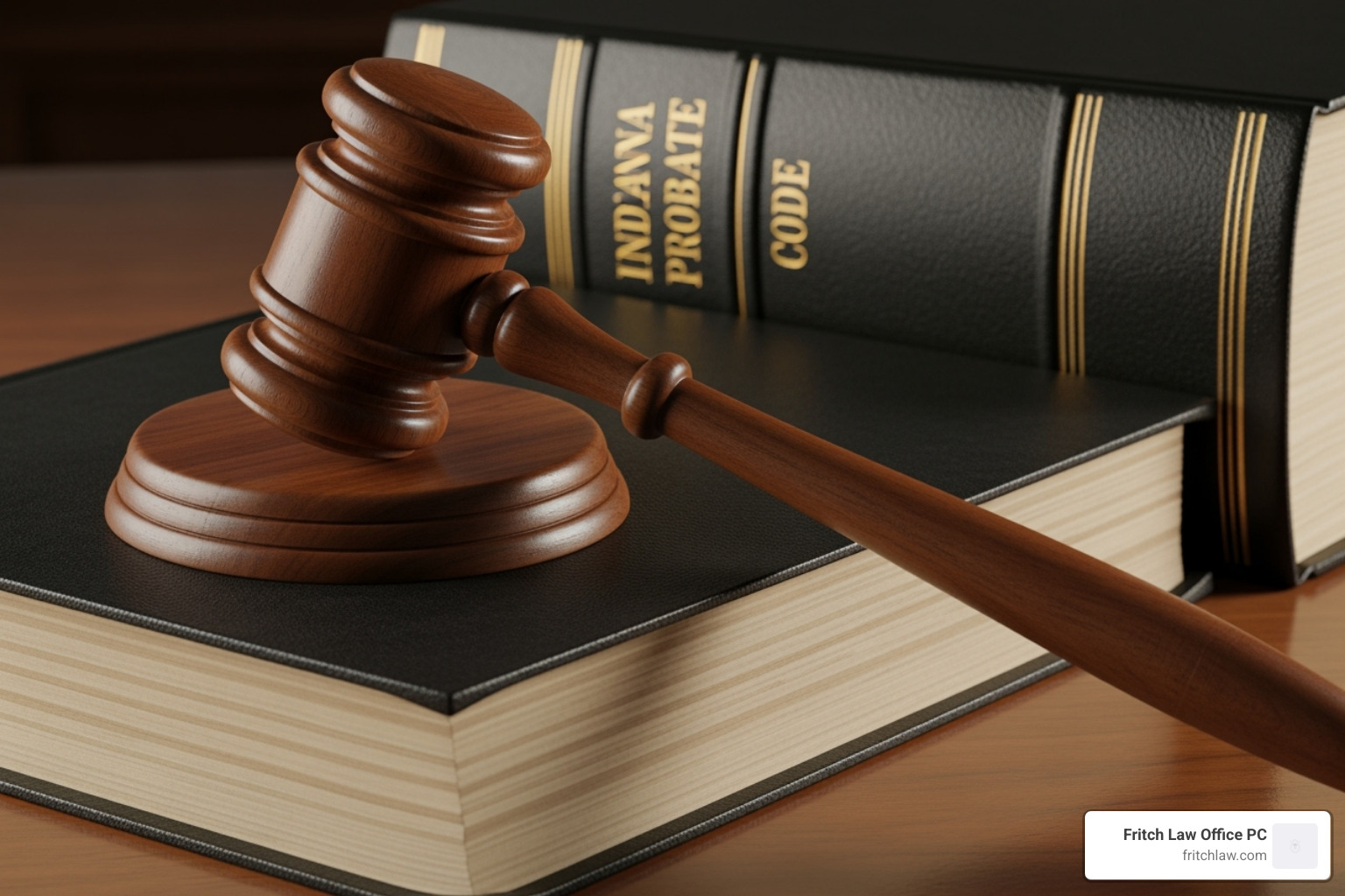 Gavel resting on a law book titled "Indiana Probate Code" - Contesting a will Indiana
