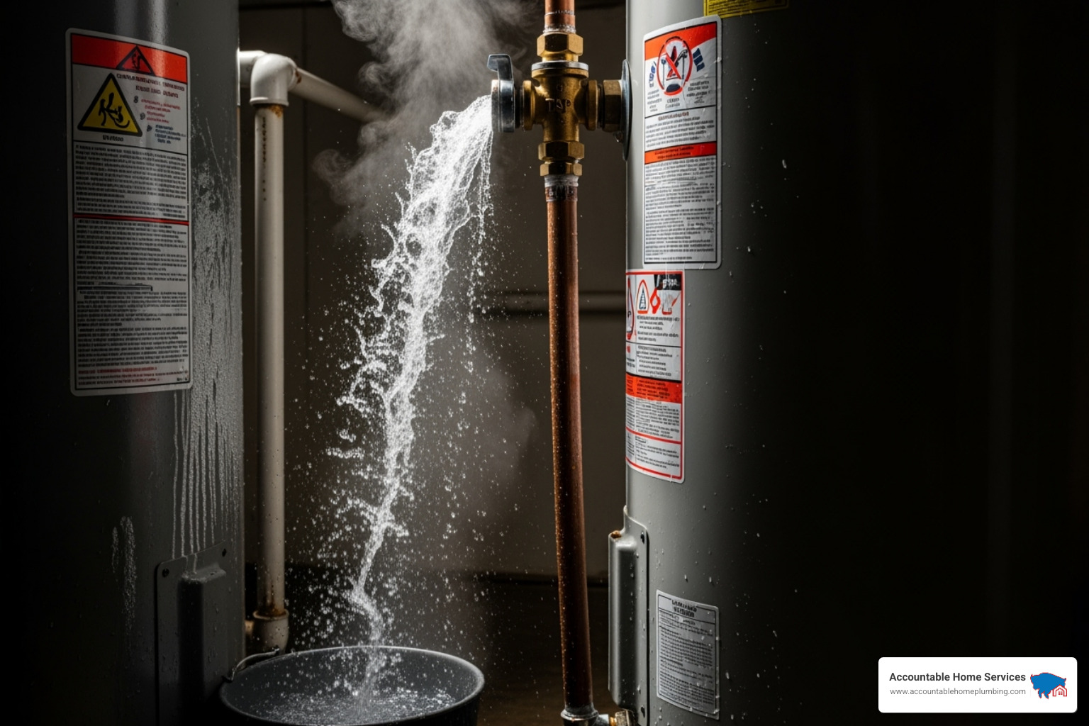 T&P valve releasing water from a water heater - 24 7 water heater repair