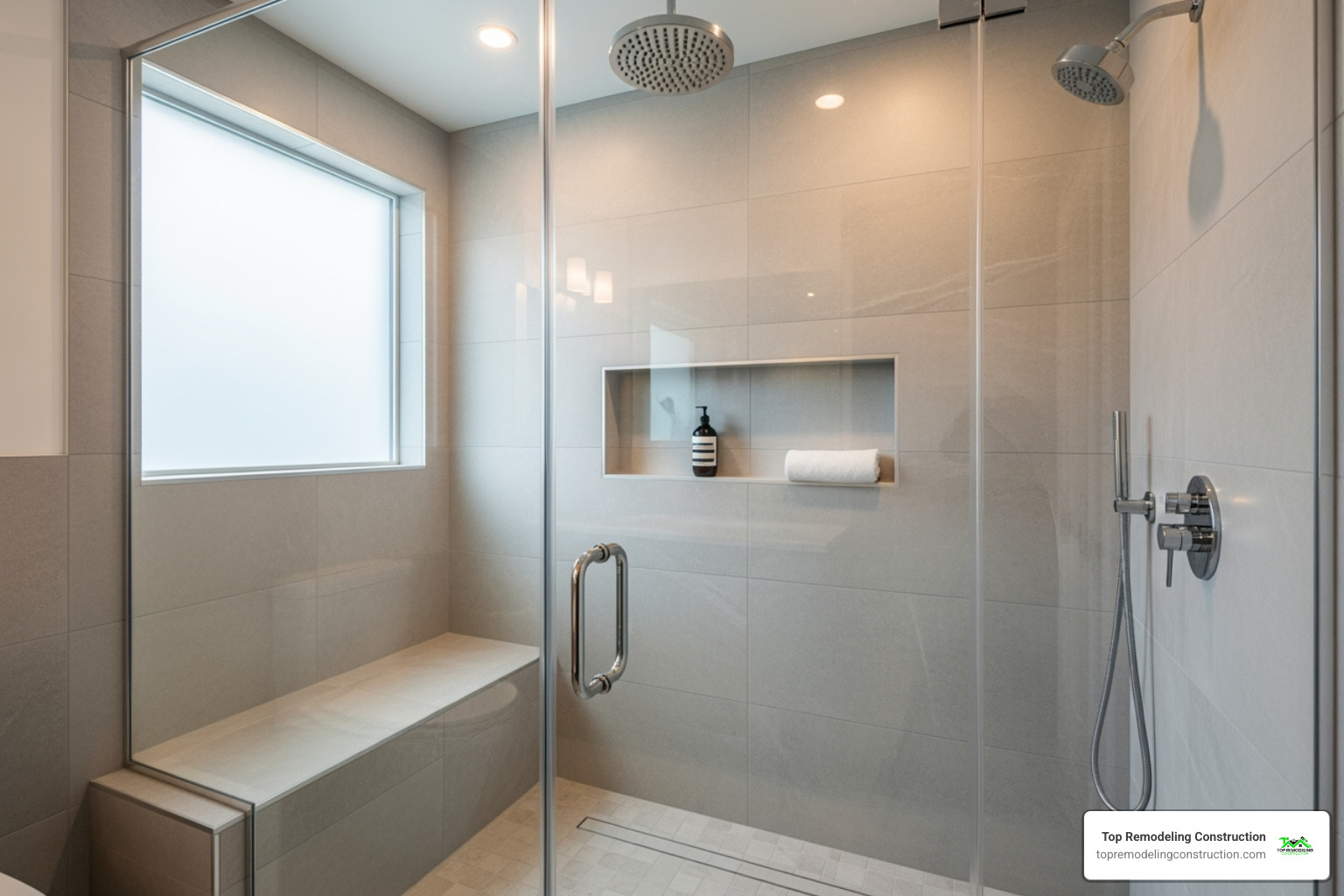 Sleek, modern walk-in shower conversion - Las Vegas bathroom renovation Sleek, modern walk-in shower conversion - Las Vegas bathroom renovation