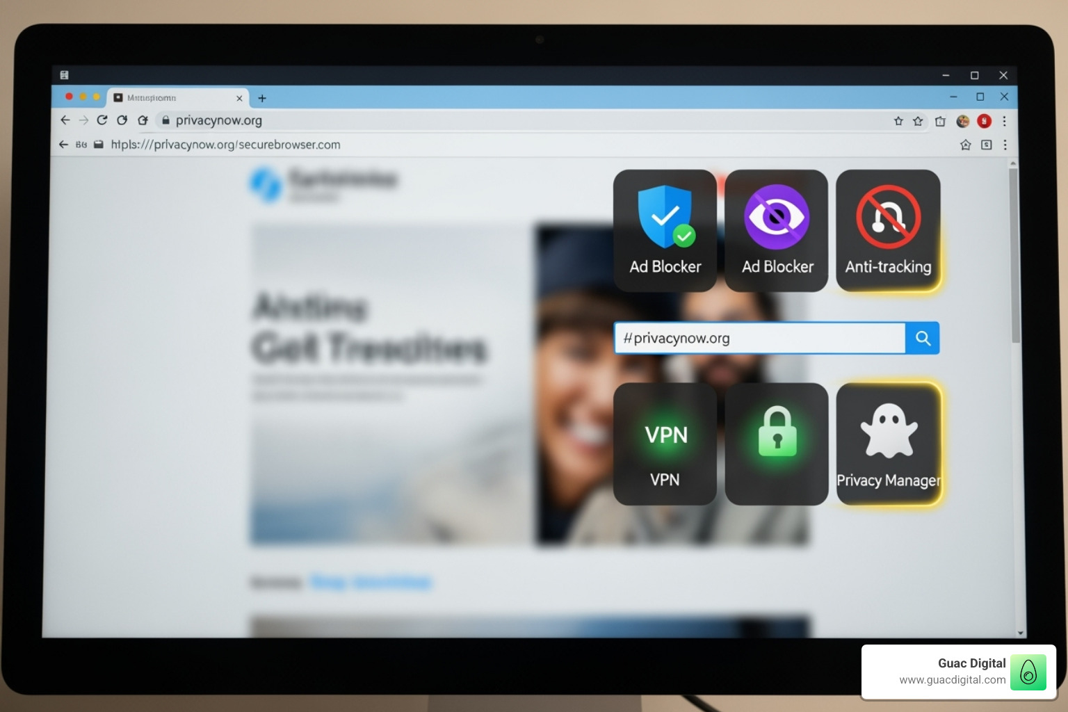 browser with privacy extensions highlighted - big data advertising privacy