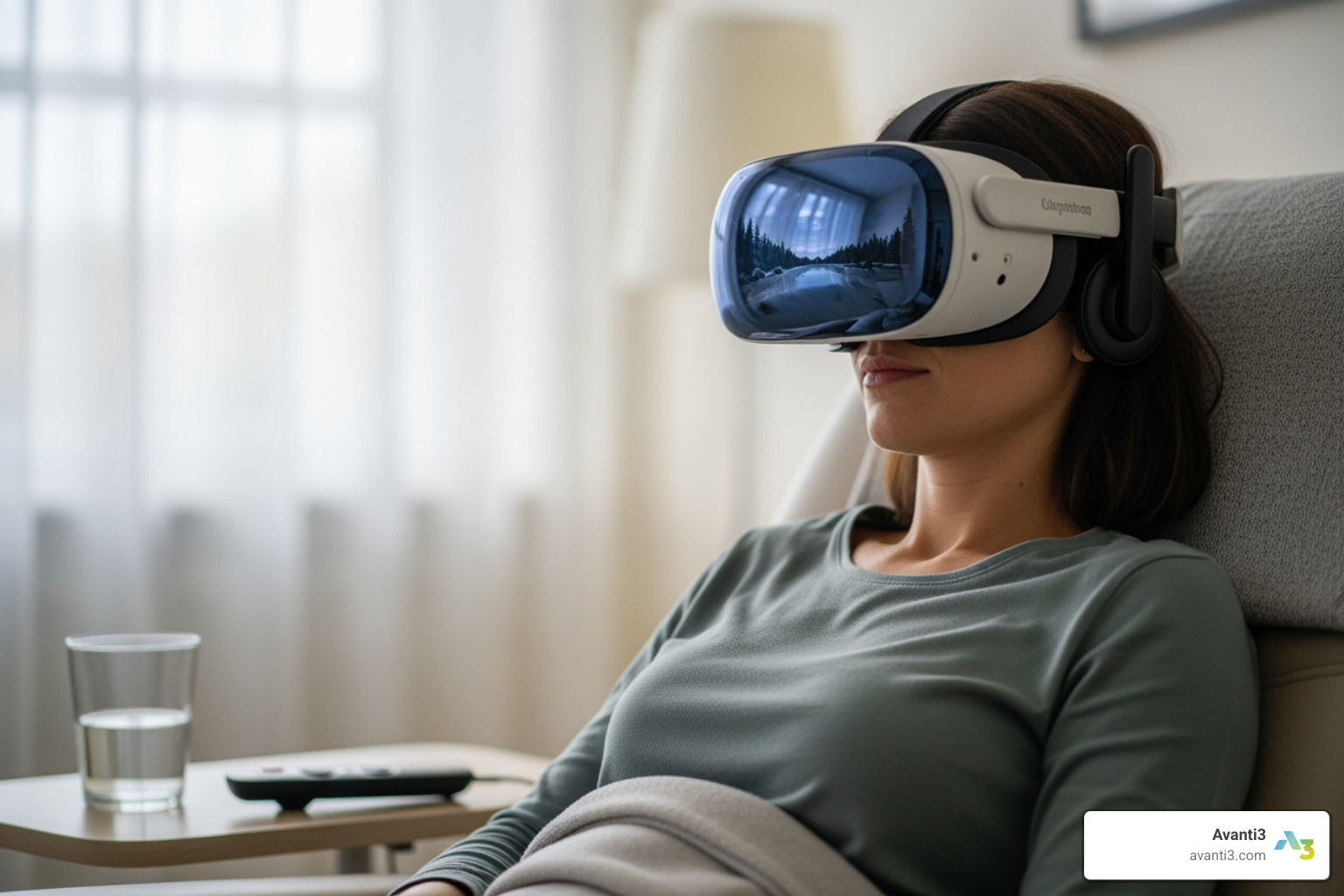 patient using VR headset for pain management - recent news about breakthroughs in digital health engagement platforms
