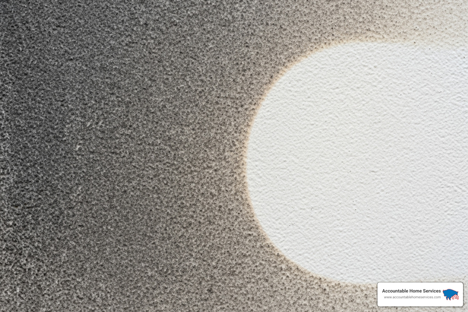 soot residue on a wall next to a clean, wiped spot - kitchen fire damage repair