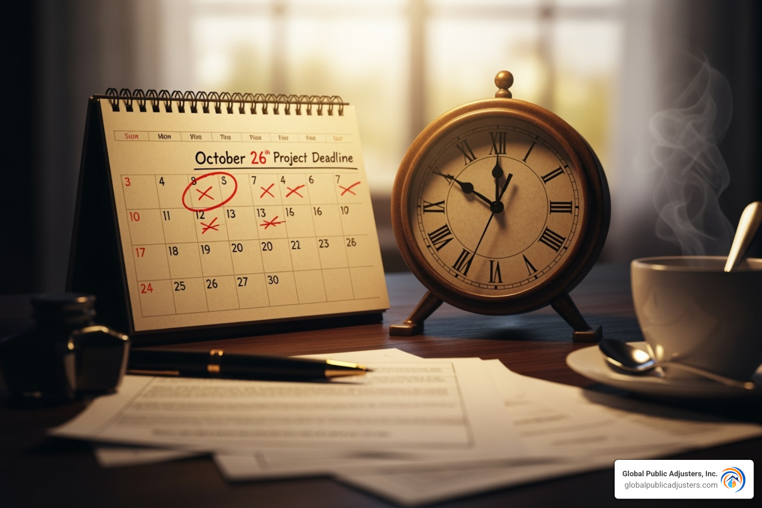 calendar with clock - hail damage insurance claim time limit