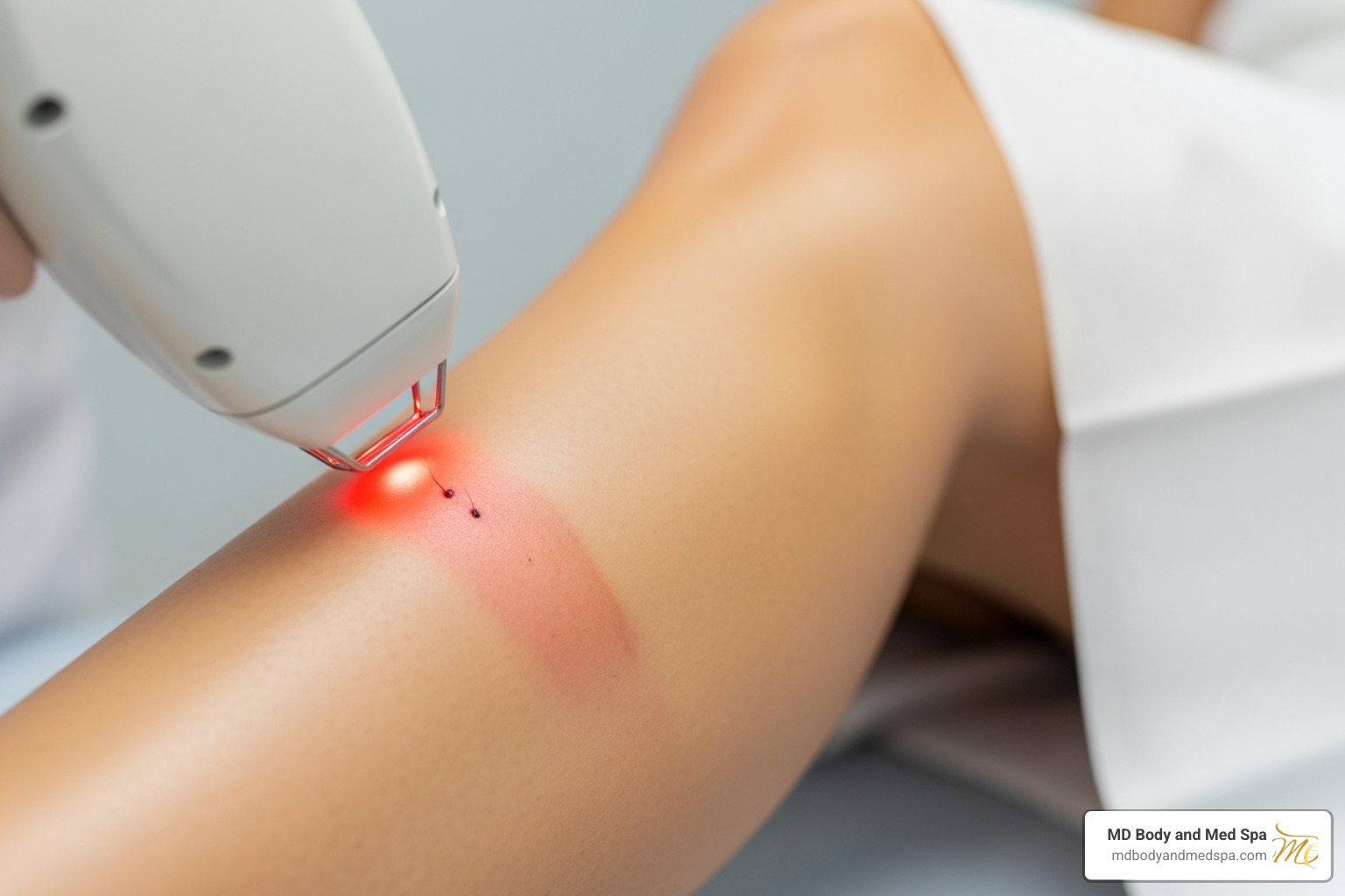 person applying soothing cream or sunscreen to their skin post-treatment - body laser hair removal