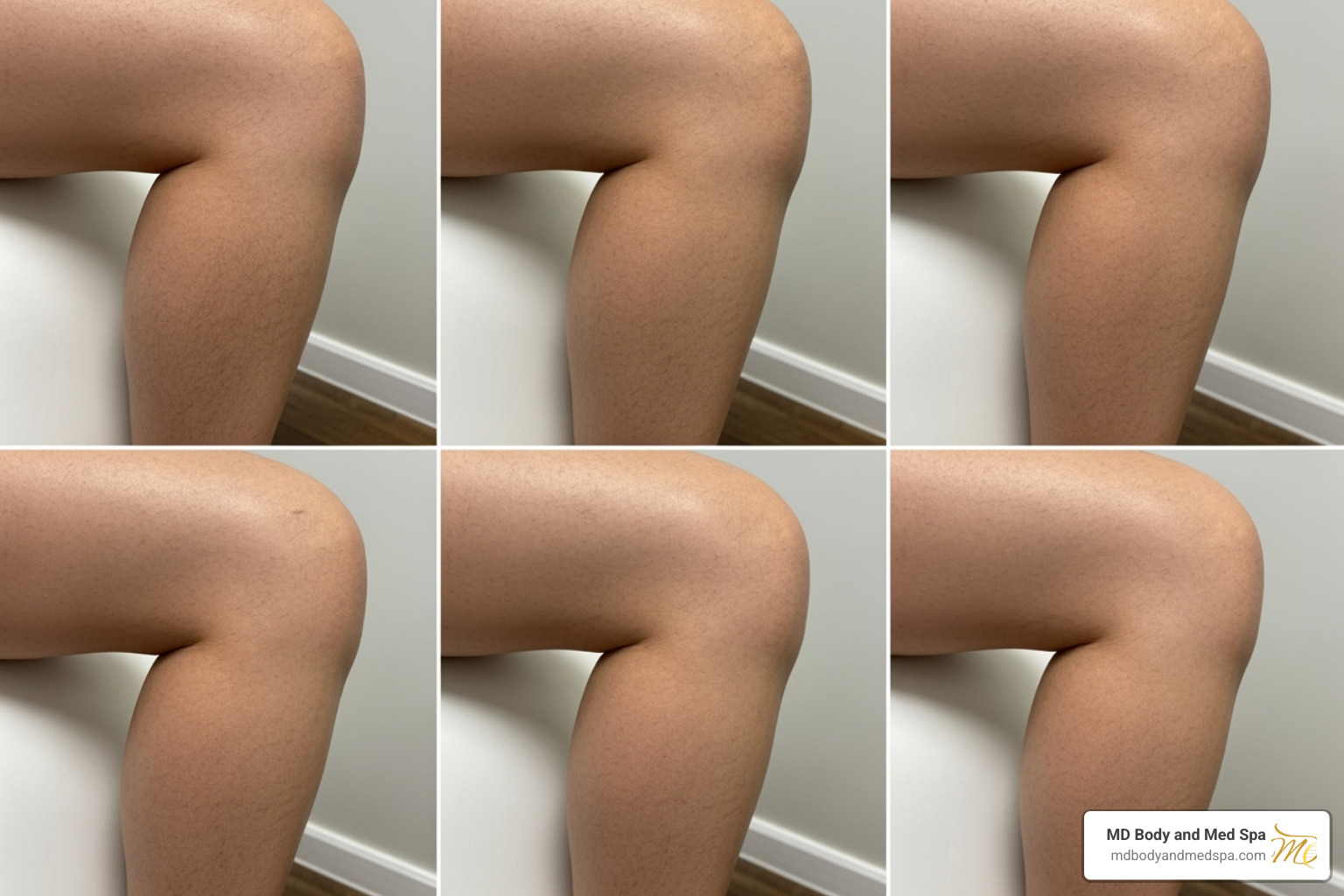 graphic showing progressive hair reduction over a series of 6 sessions - body laser hair removal