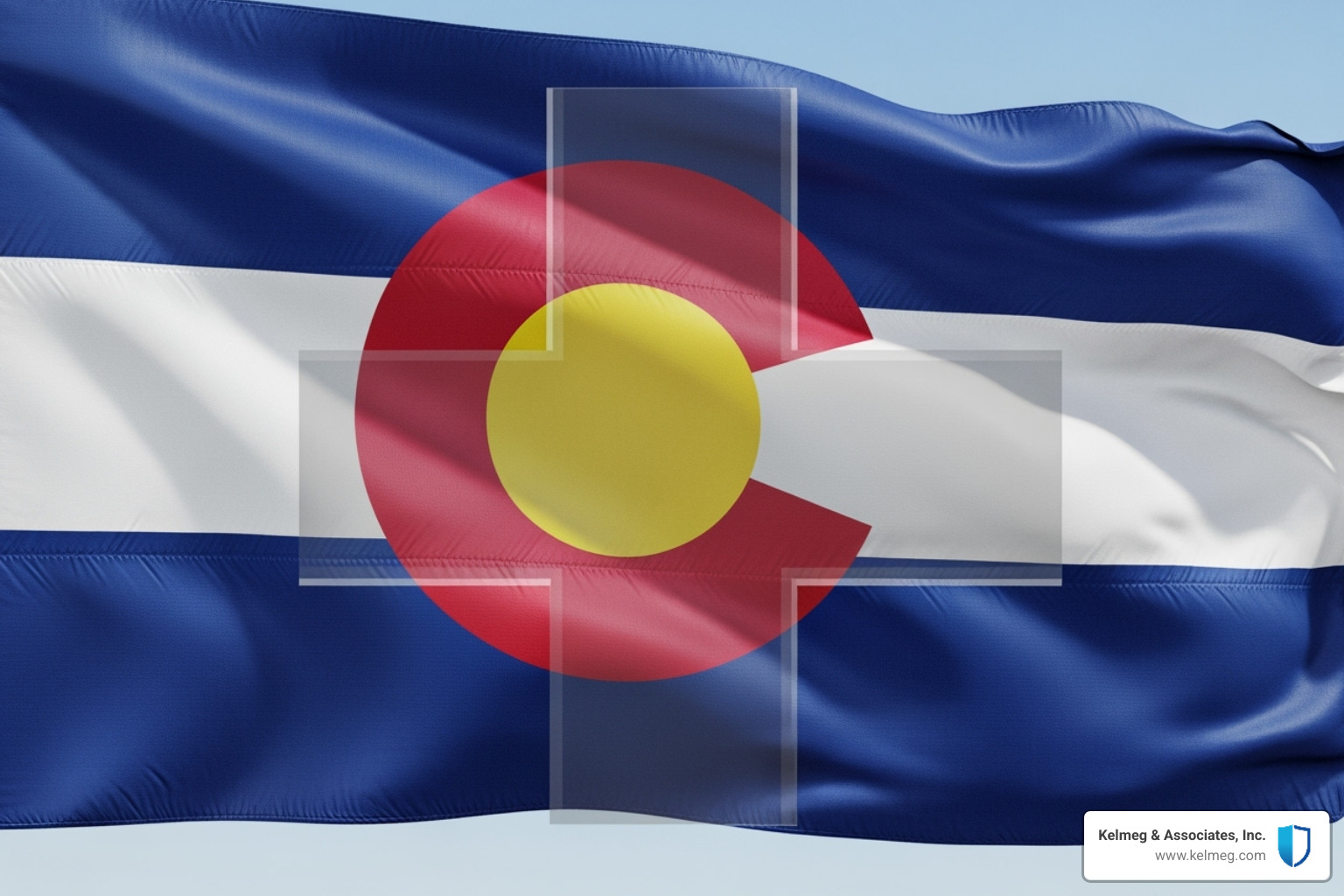 Colorado state flag with medical symbol overlay - cheap medical insurance Colorado