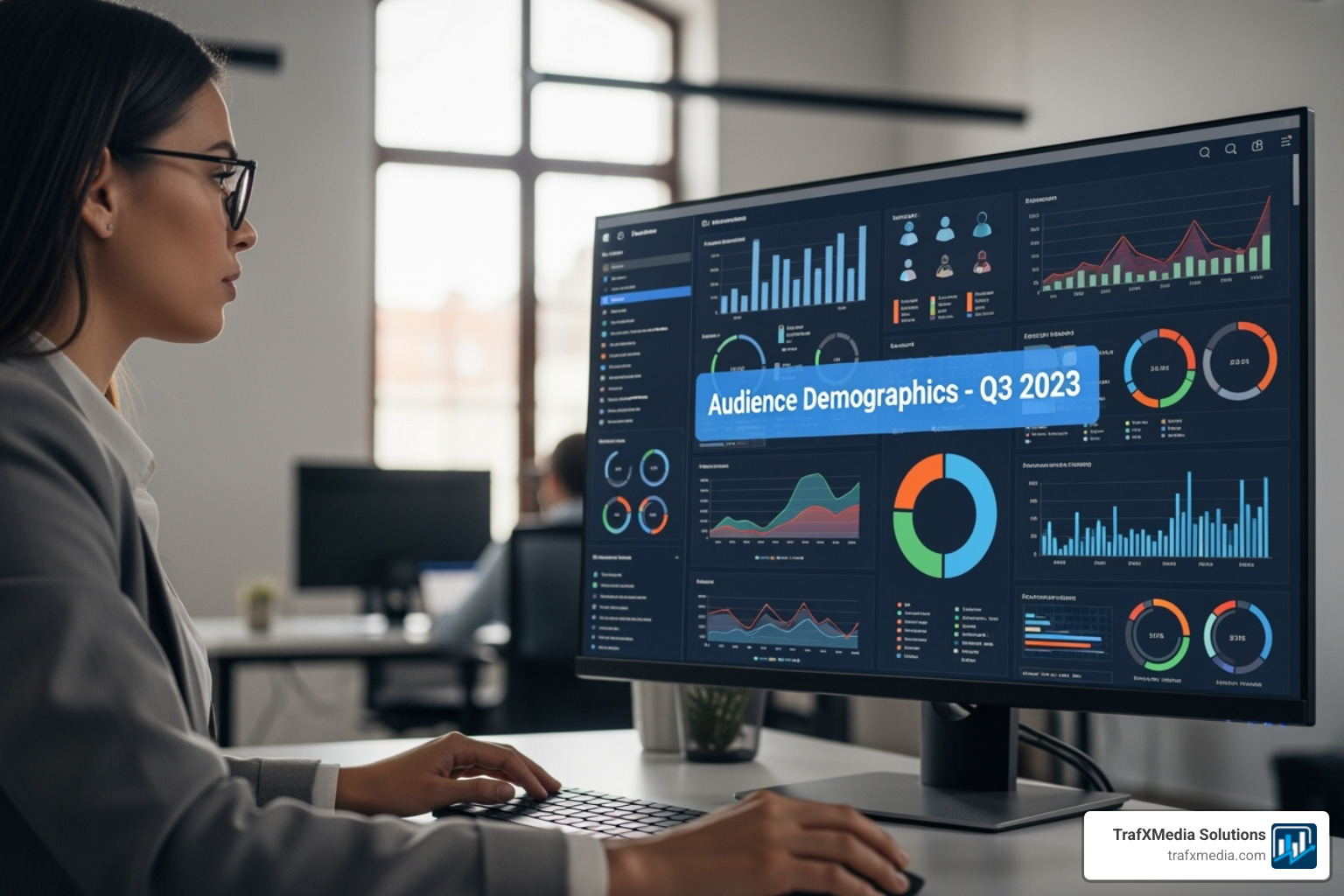 marketing professional analyzing audience demographics - setting up social media for small business