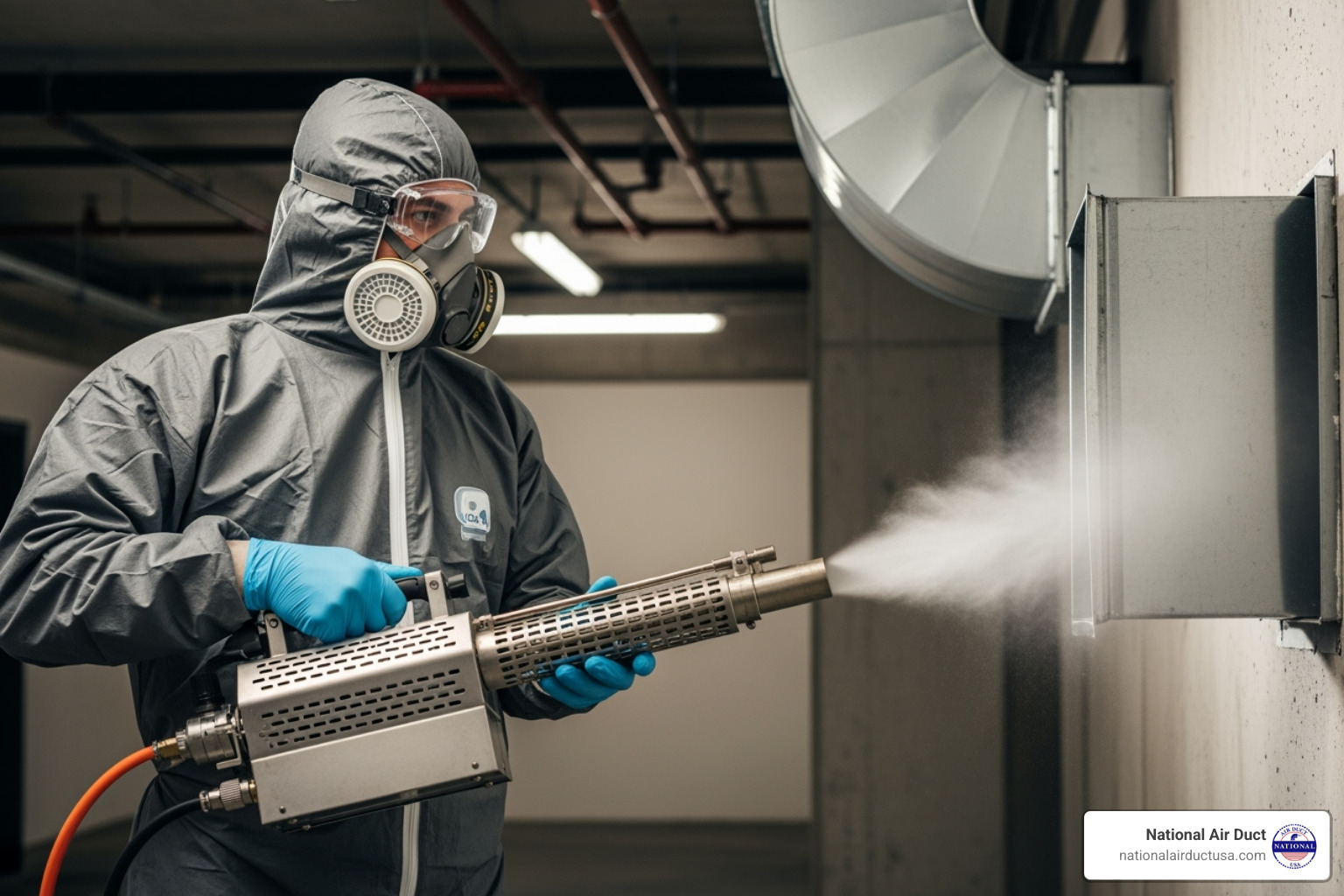 image of a professional-grade fogging machine used by a certified technician - disinfectant spray for air ducts