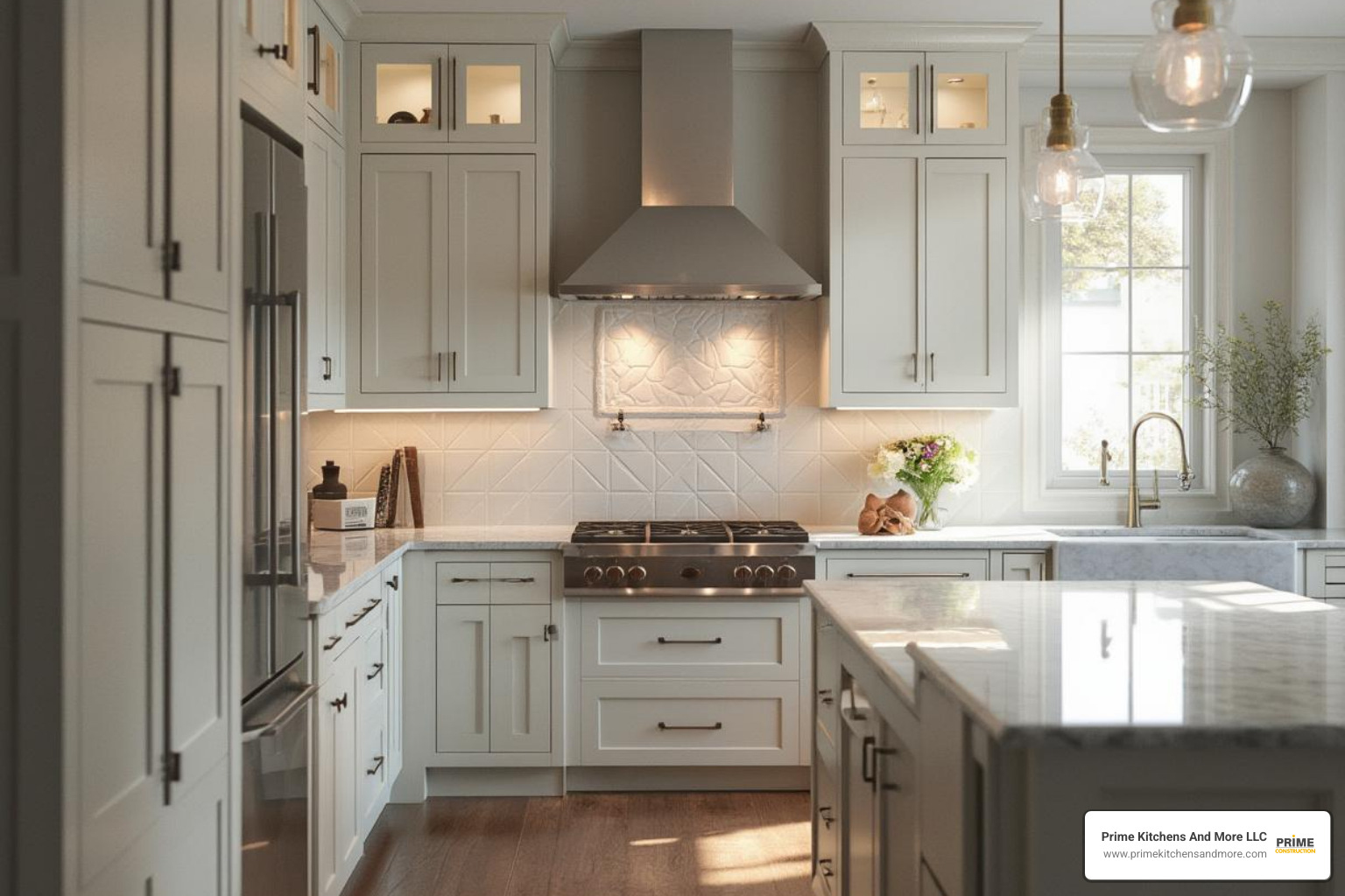 stunning, fully remodeled kitchen by Prime Kitchens And More, showcasing integrated design from cabinets to hardware - Kitchen cabinet hardware Orlando